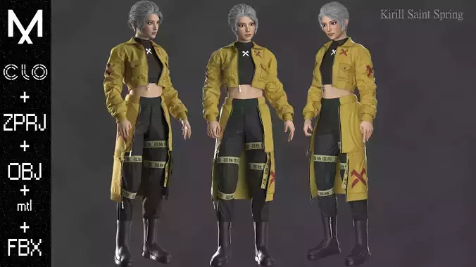 New Outfit Female Marvelous designer Clo3d OBJ mtl FBX ZPRJ