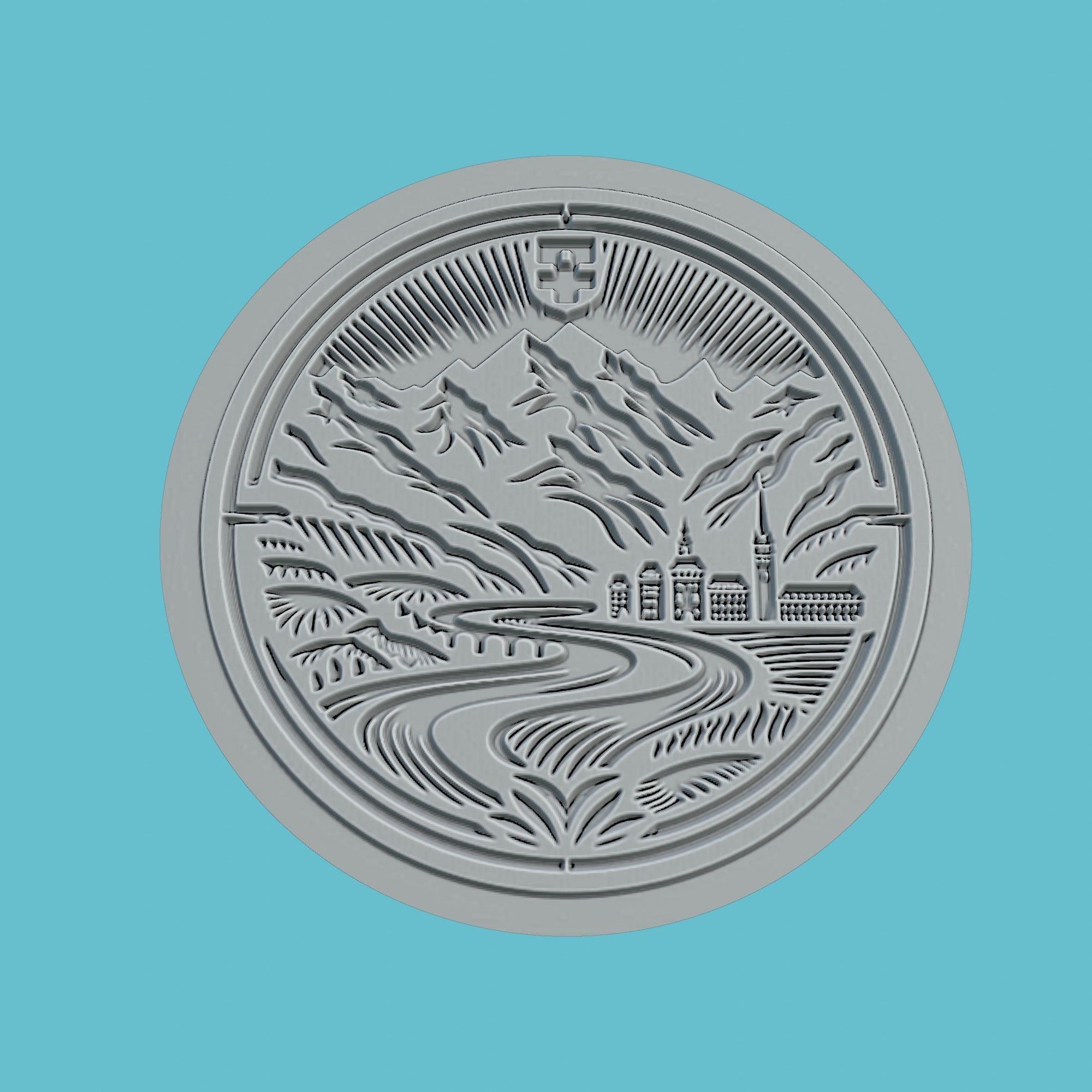 Liechtenstein Map Medallion Wall Art Printer 3D print model_2
