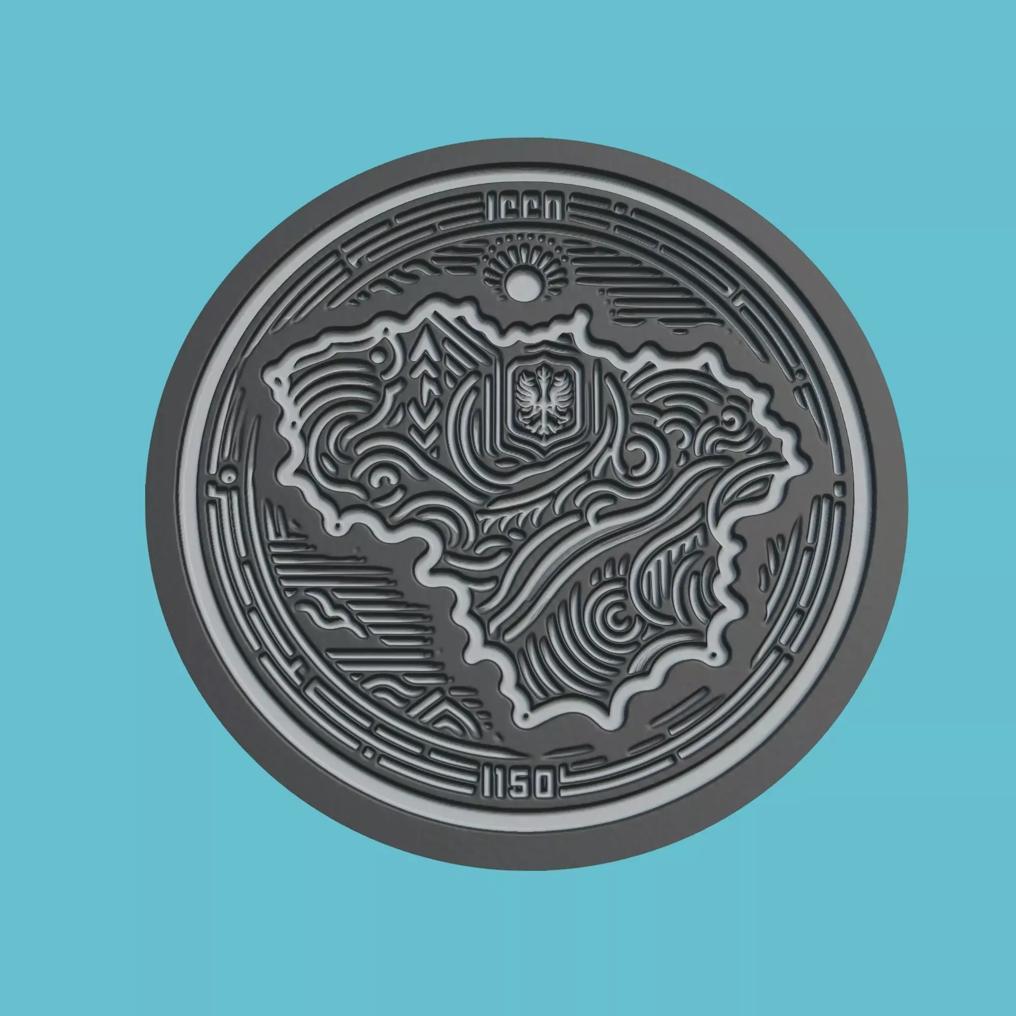 Lithuania Map Medallion Wall Art Printer 3D print model