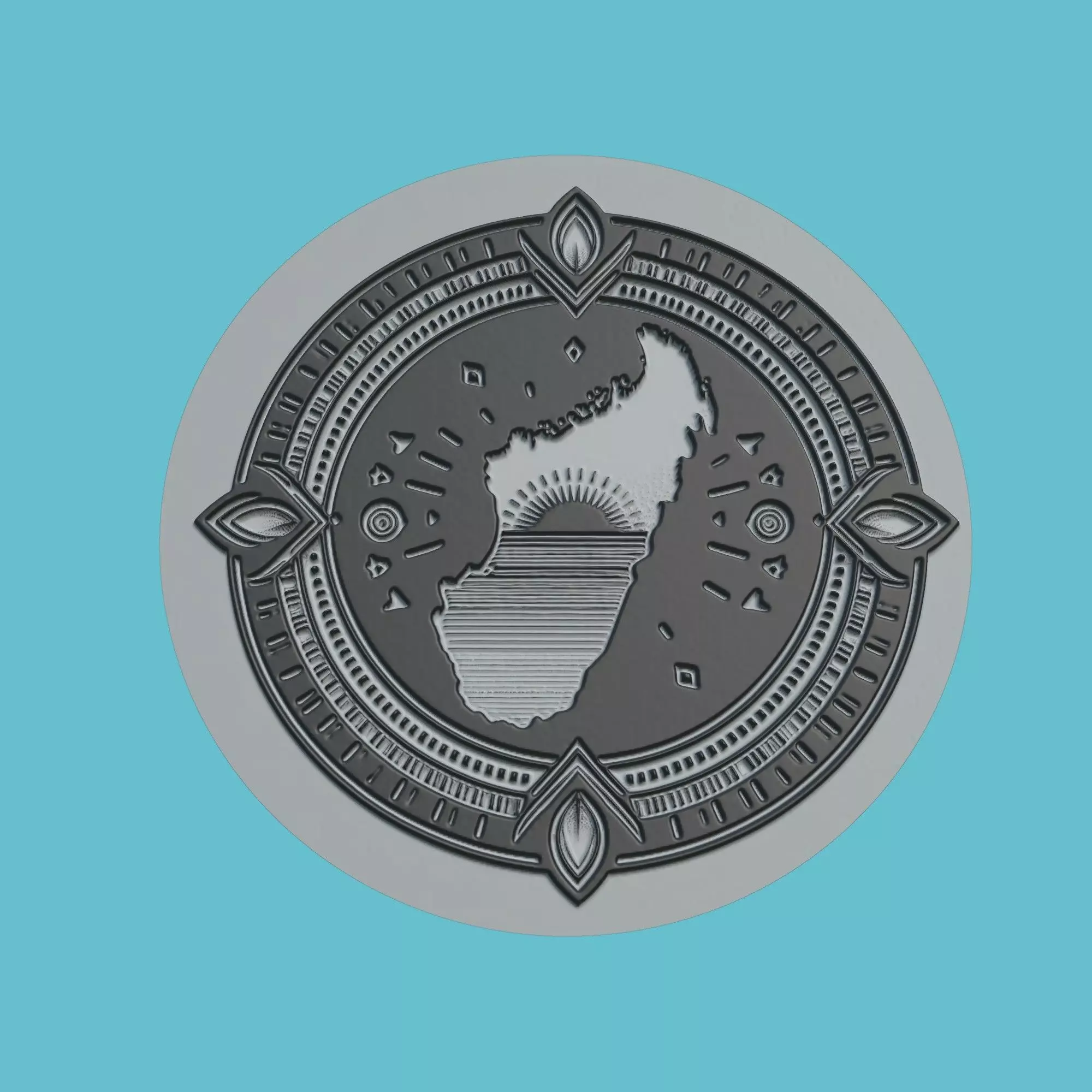 Madagascar Map Medallion Wall Art Printer 3D print model