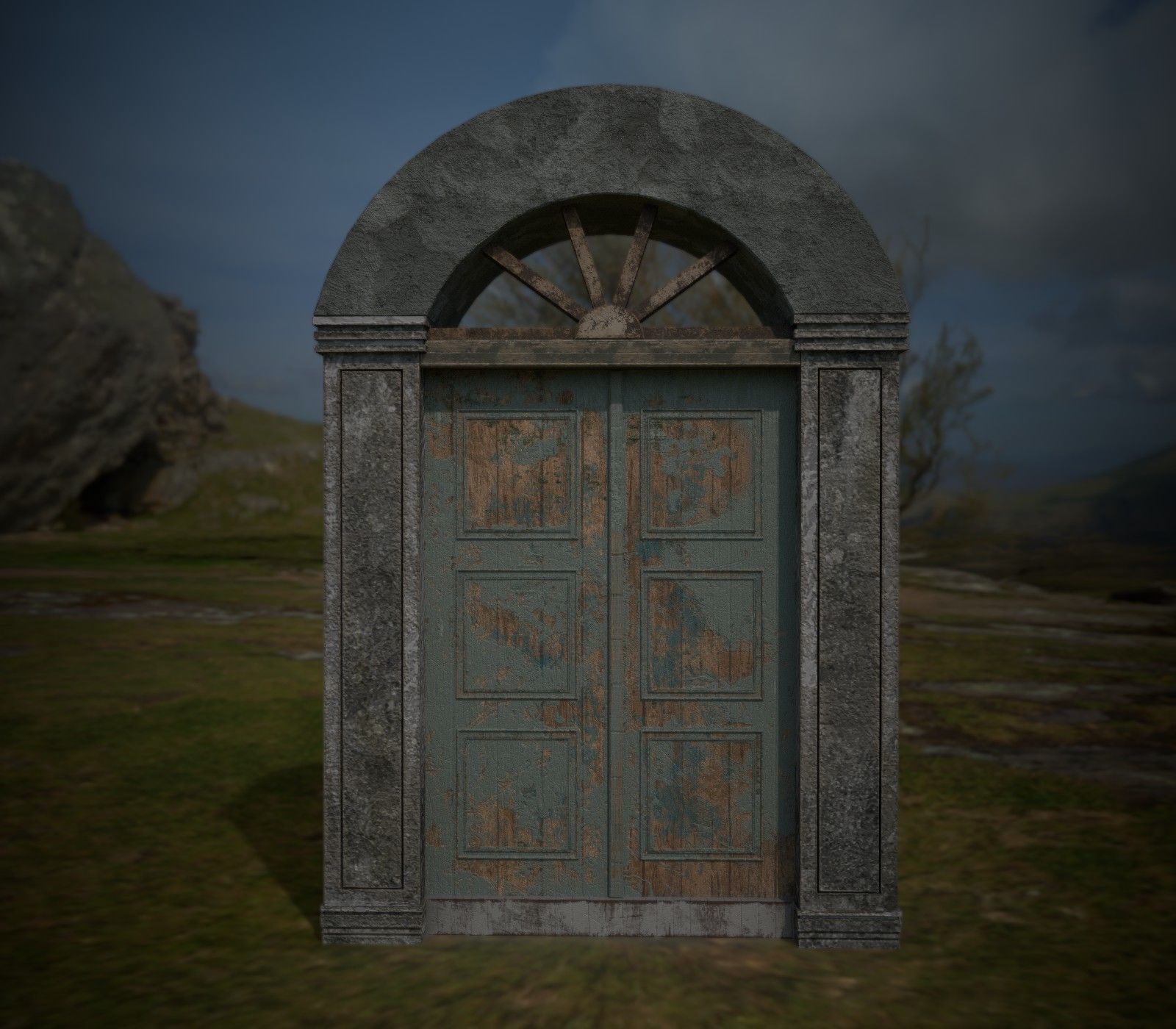Old textured Gate  Free low-poly 3D model_1