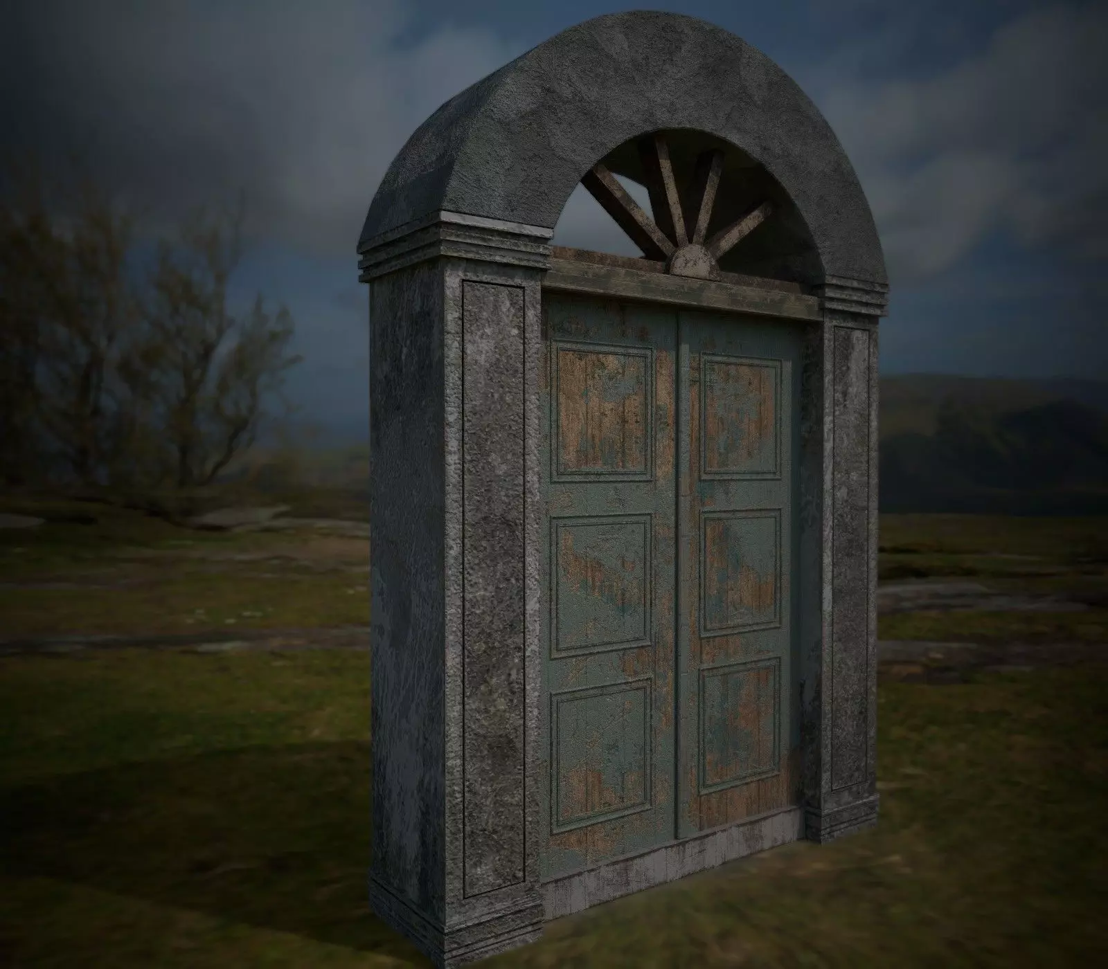 Old textured Gate  Free low-poly 3D model_0