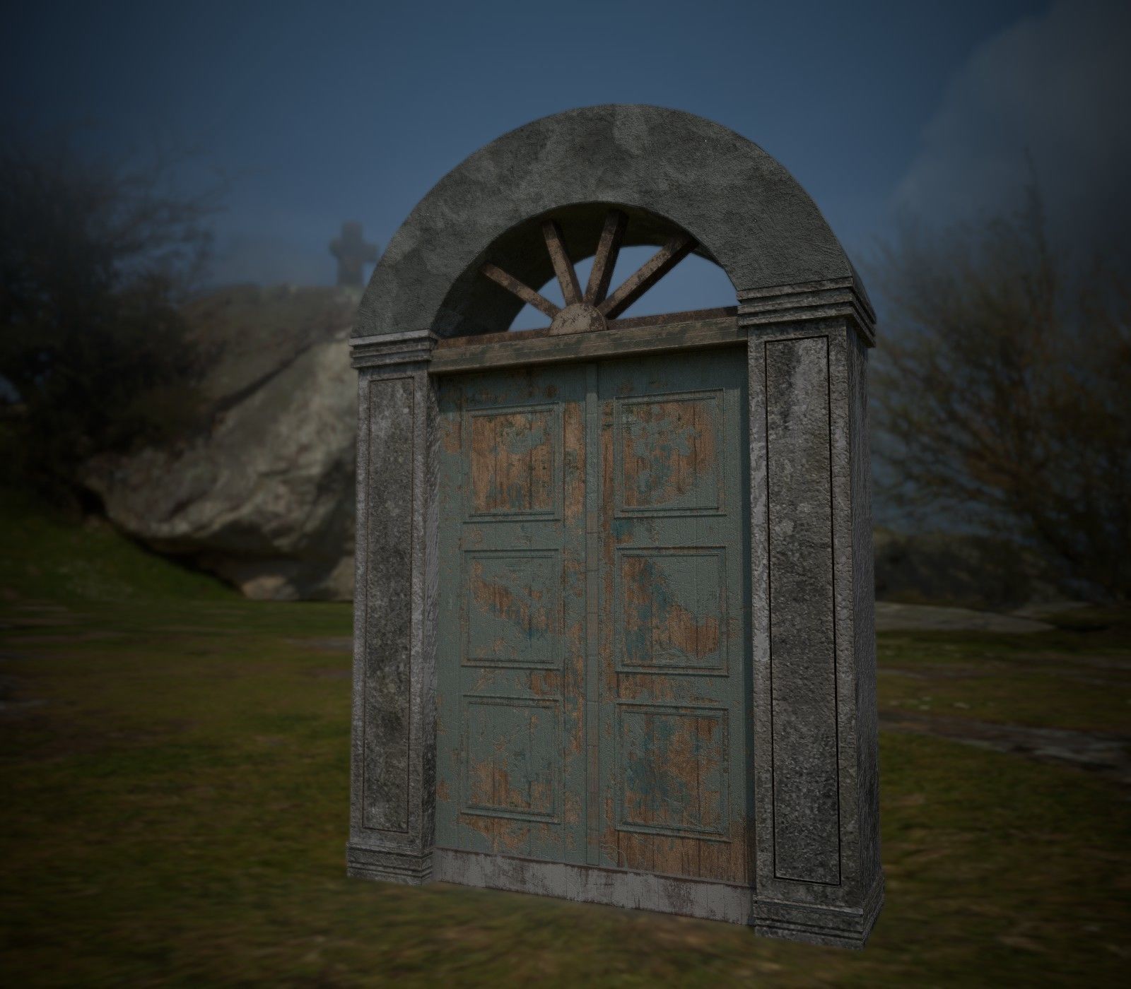 Old textured Gate  Free low-poly 3D model_2