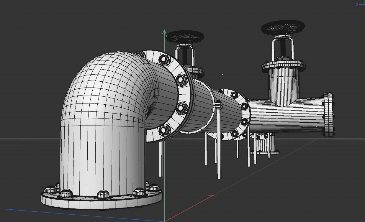 Pipe with valve 3D model_3