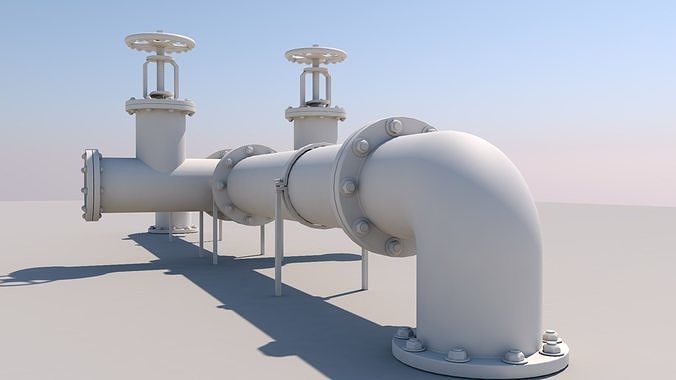 Pipe with valve 3D model