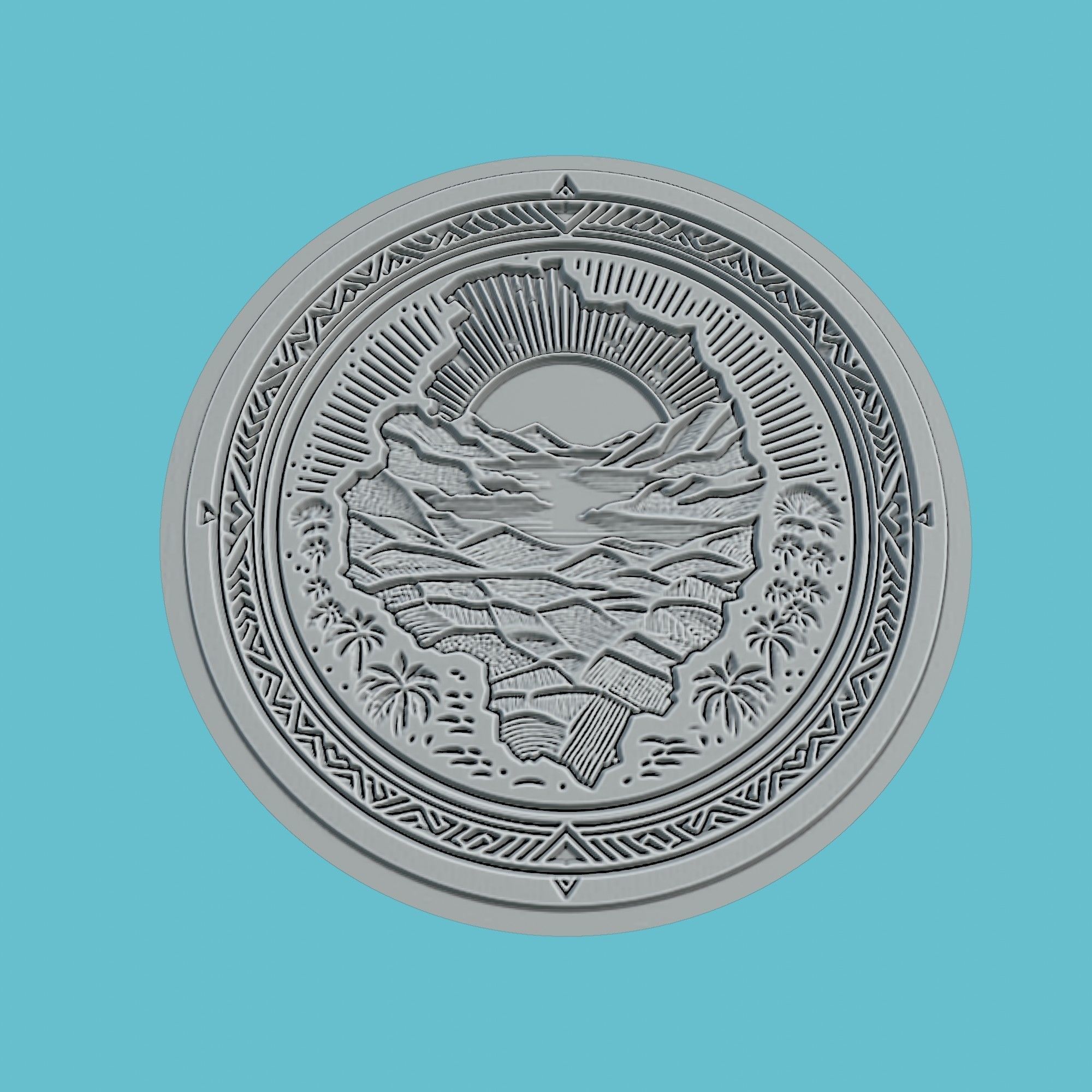 Malawi Map Medallion Wall Art Printer 3D print model_2