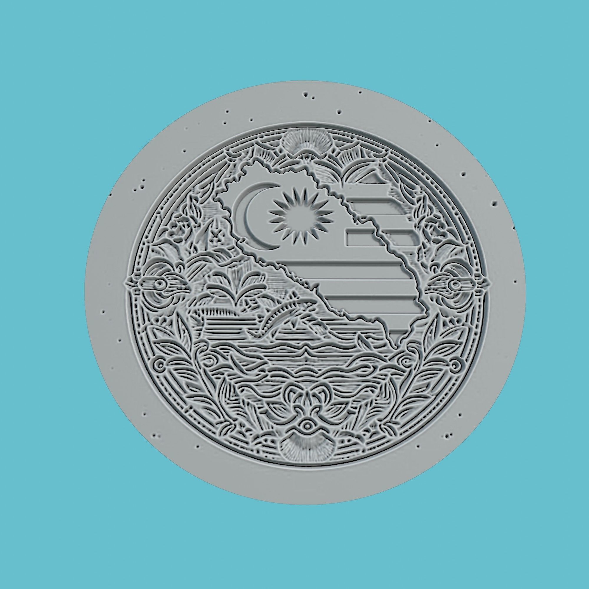 Malaysia Map Medallion Wall Art Printer 3D print model_2