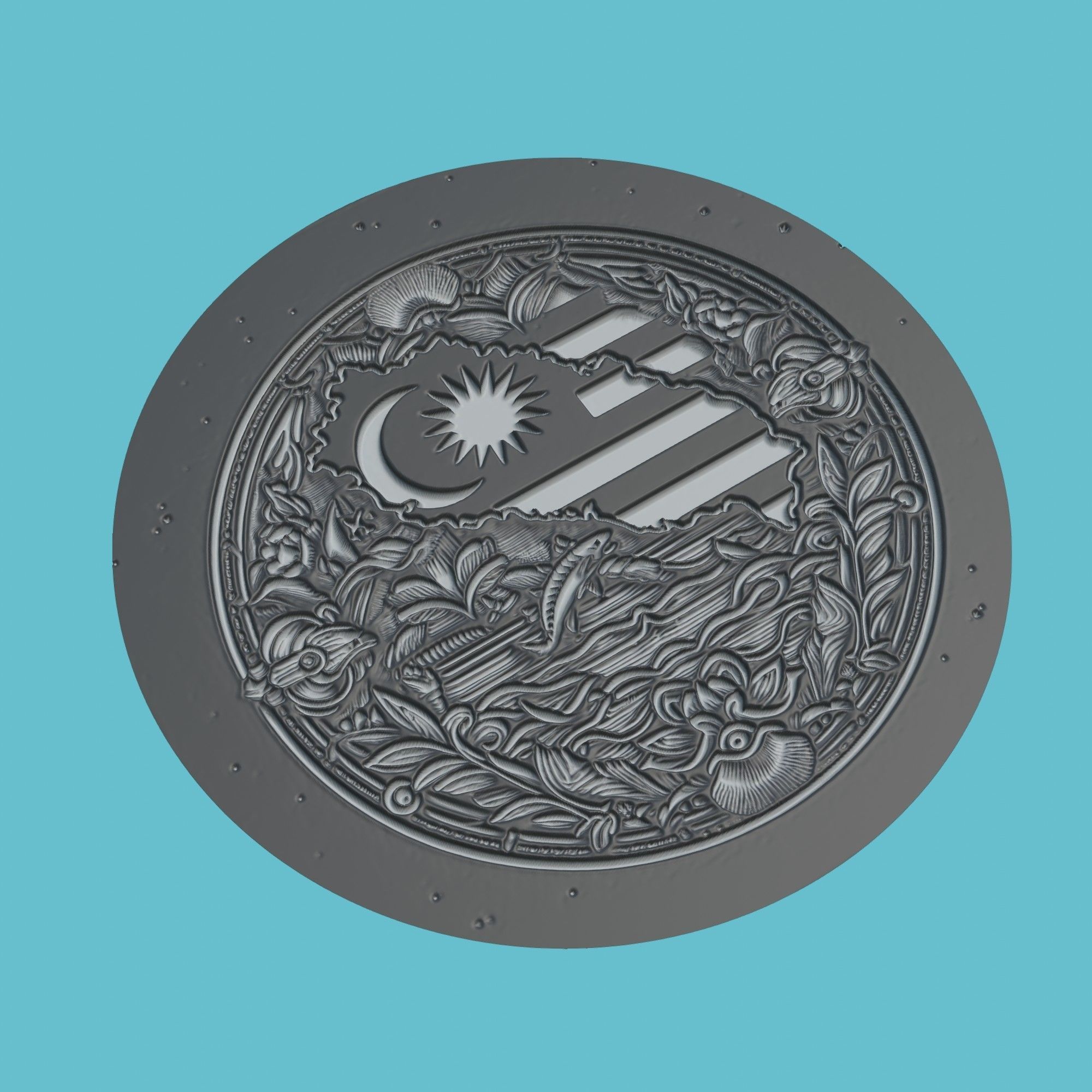 Malaysia Map Medallion Wall Art Printer 3D print model_1