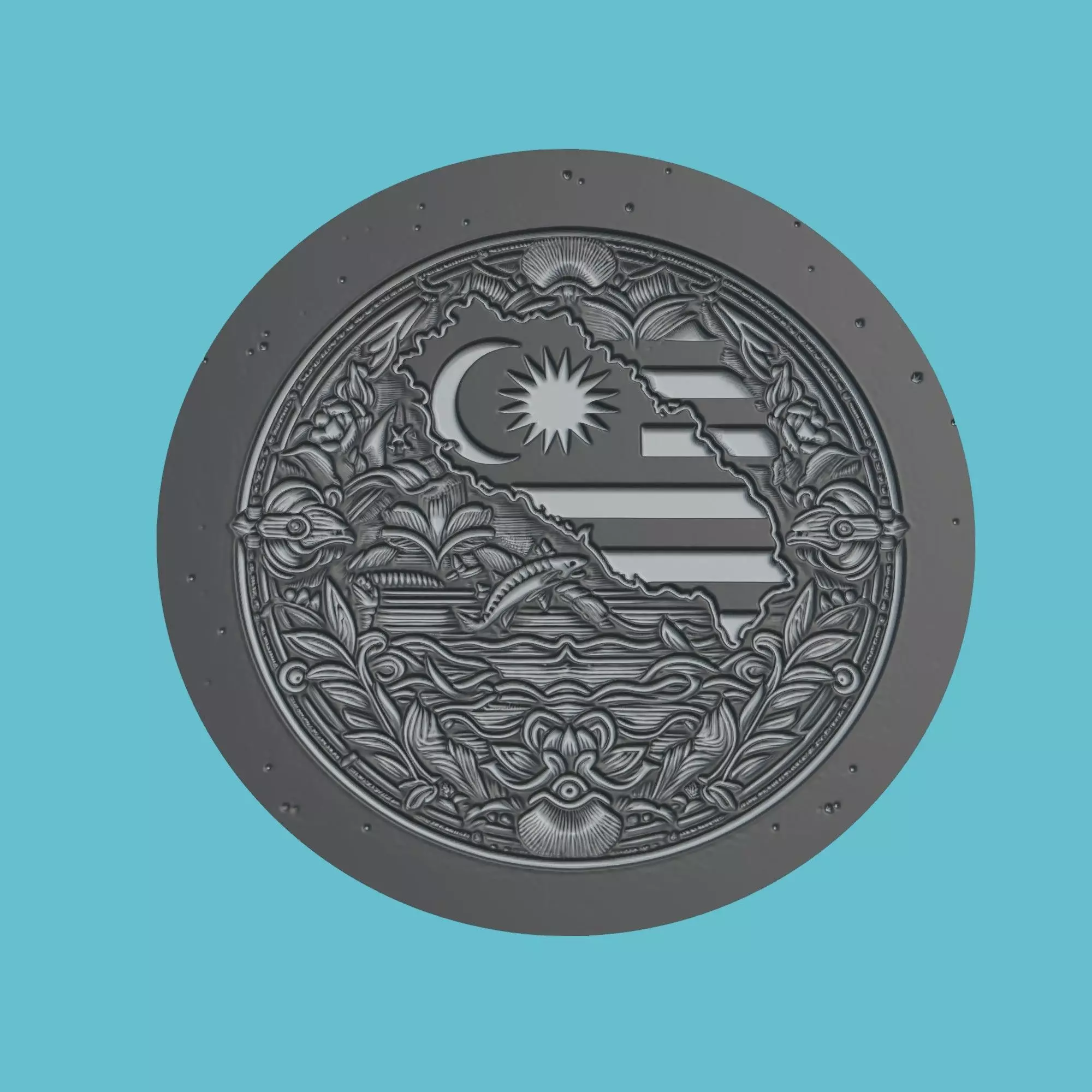 Malaysia Map Medallion Wall Art Printer 3D print model_0
