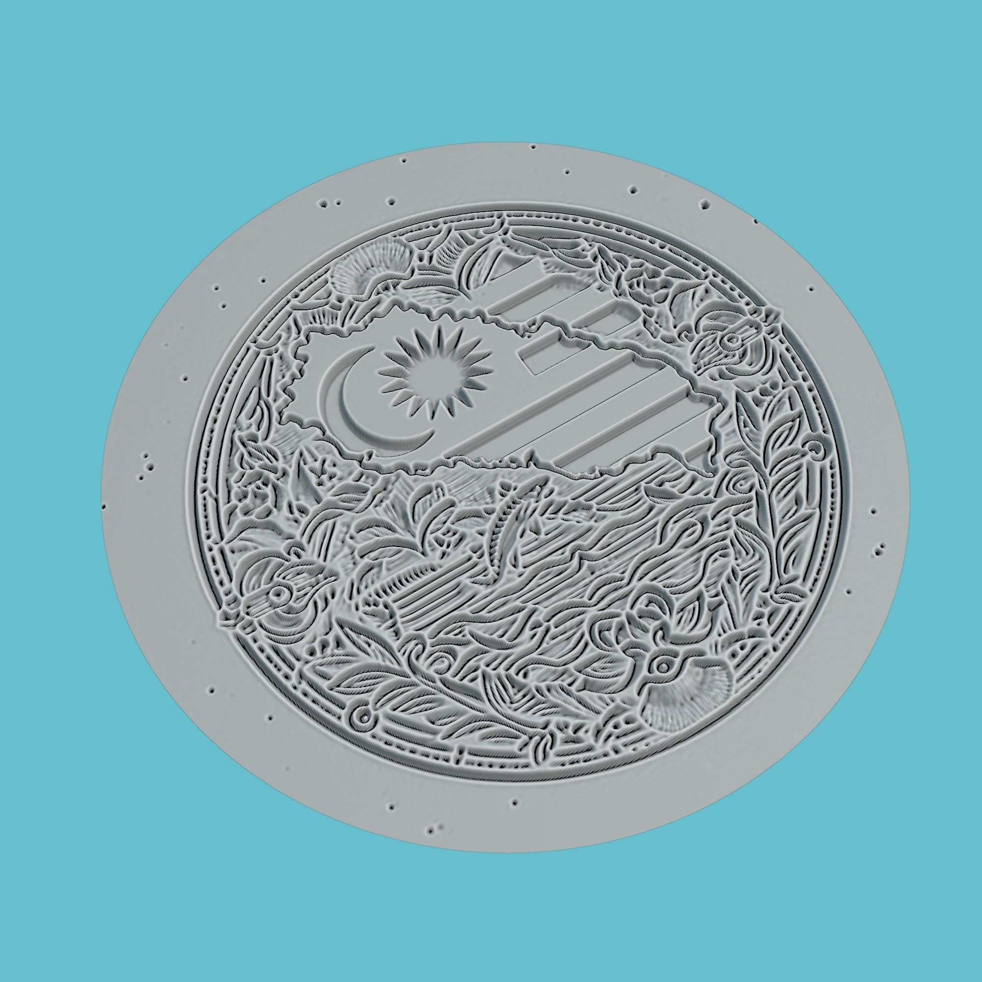 Malaysia Map Medallion Wall Art Printer 3D print model_3