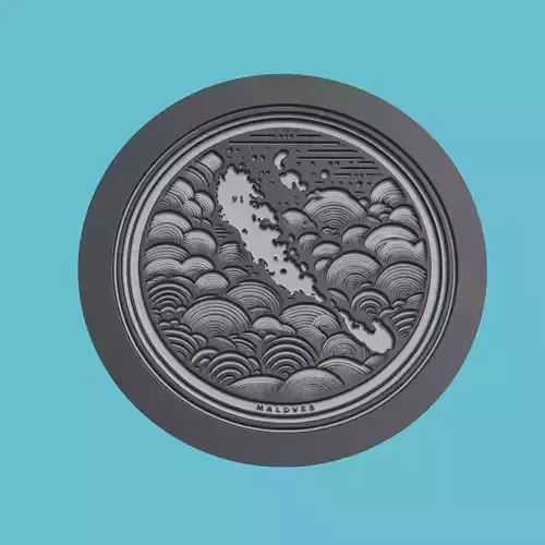 Maldives Map Medallion Wall Art Printer