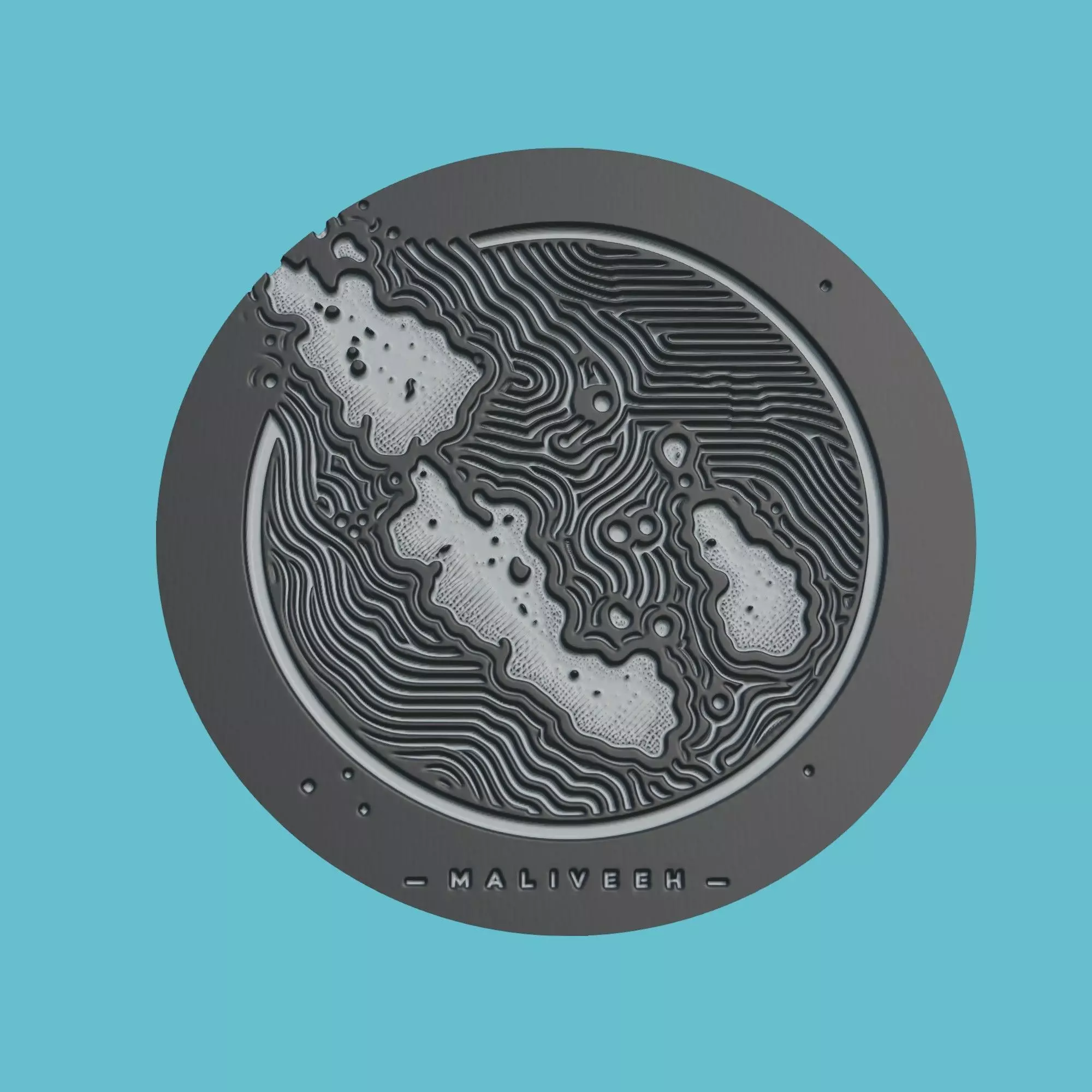 Maldives Map Medallion Wall Art Printer 3D print model_0