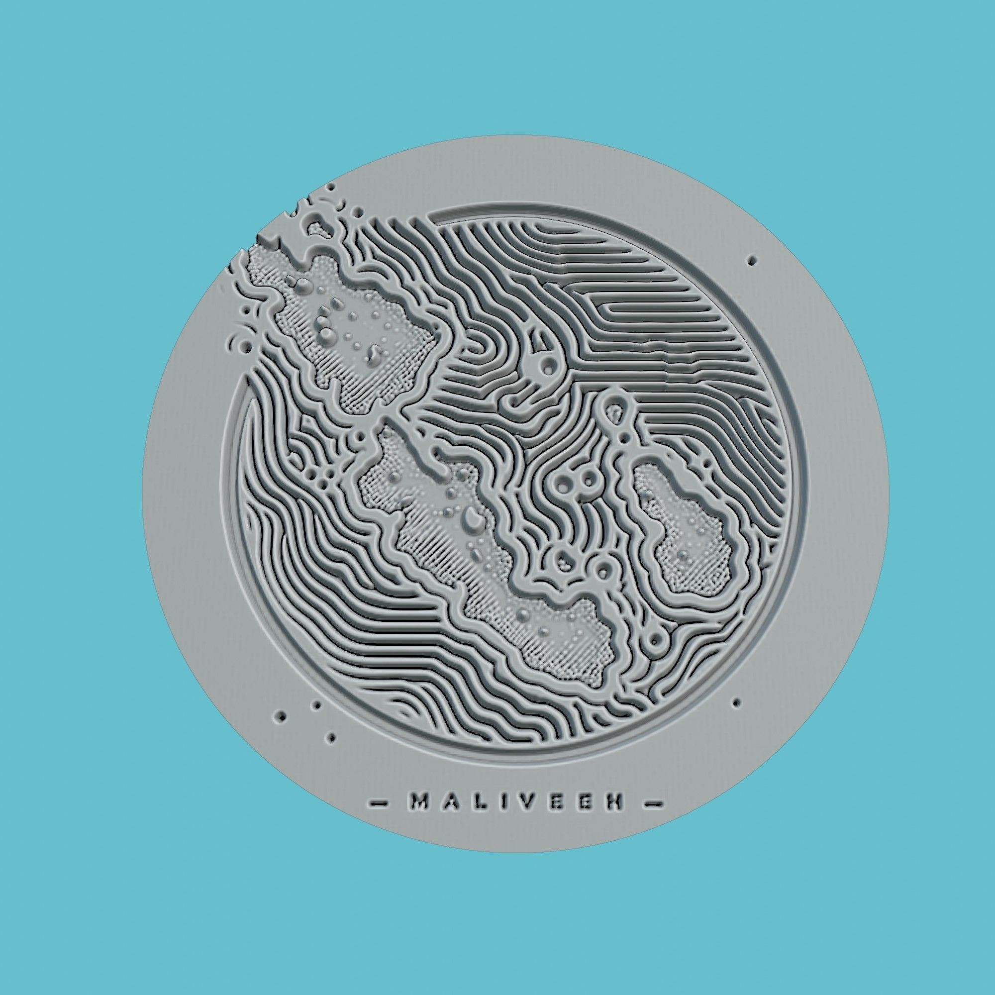 Maldives Map Medallion Wall Art Printer 3D print model_2