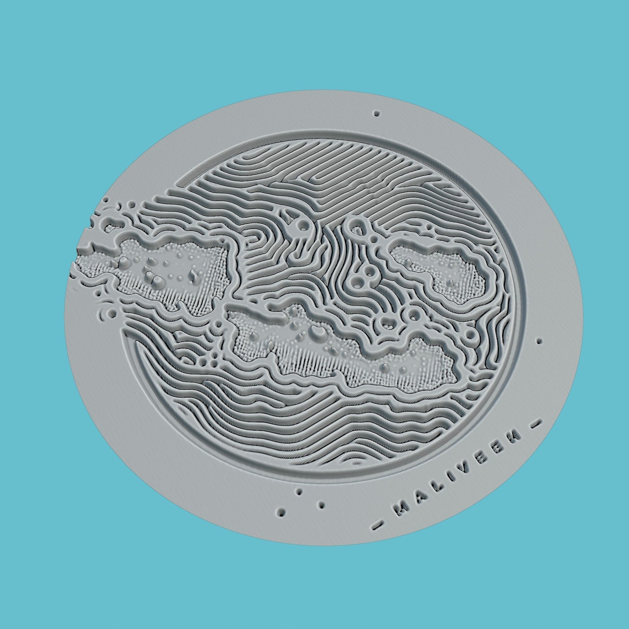 Maldives Map Medallion Wall Art Printer 3D print model_3