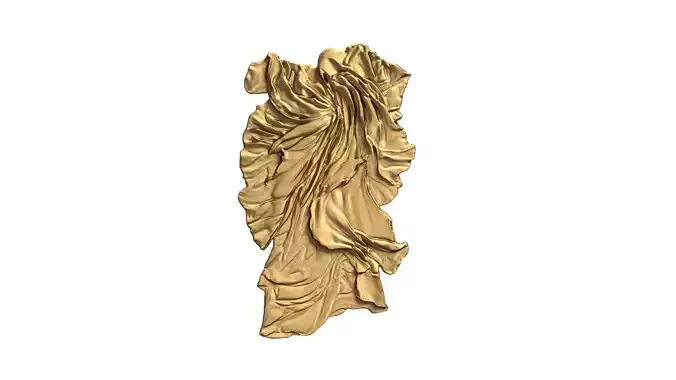 Golden Flowing Fabric decor set wall mural 3D Model for CNC  3D print model