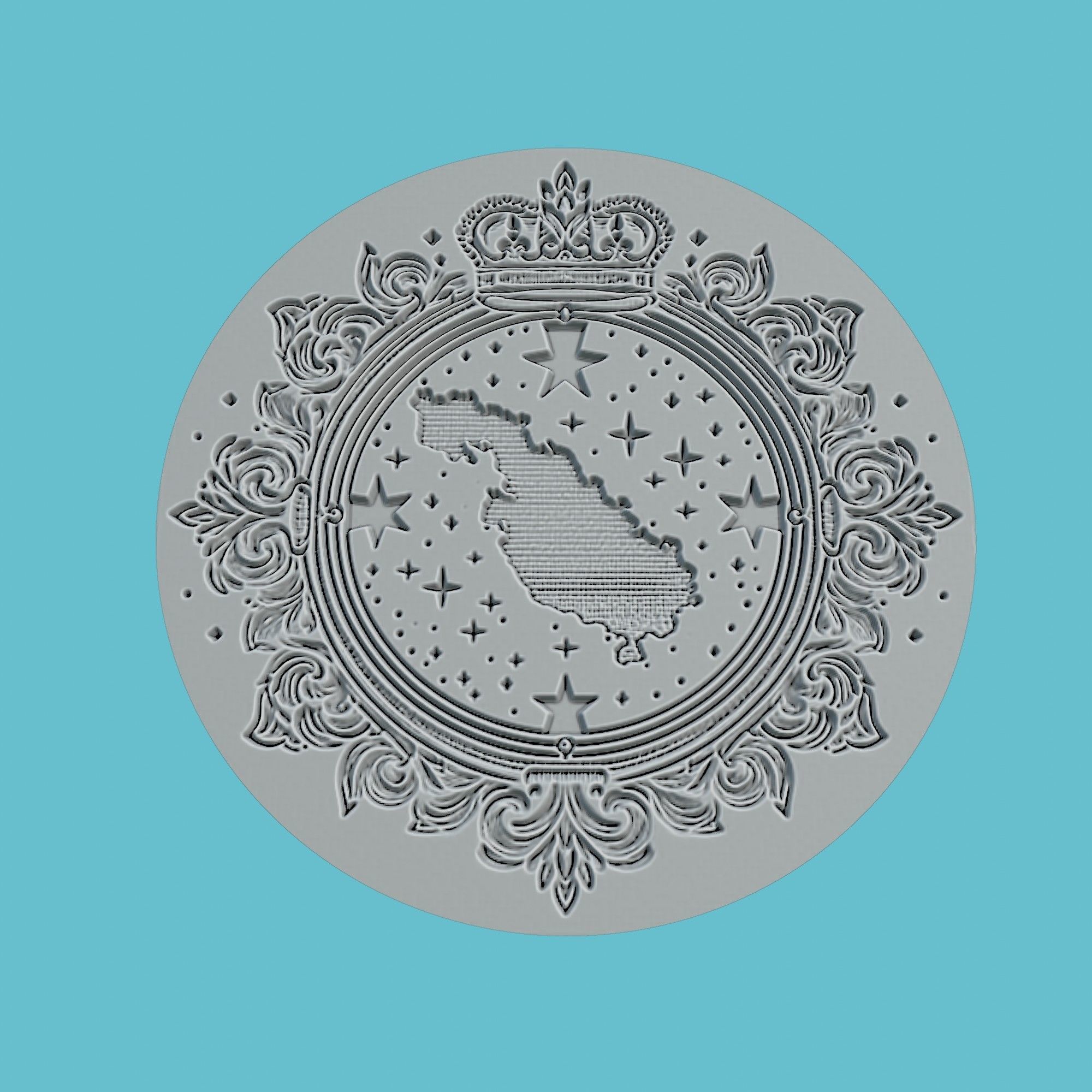 Malta Map Medallion Wall Art Printer 3D print model_2