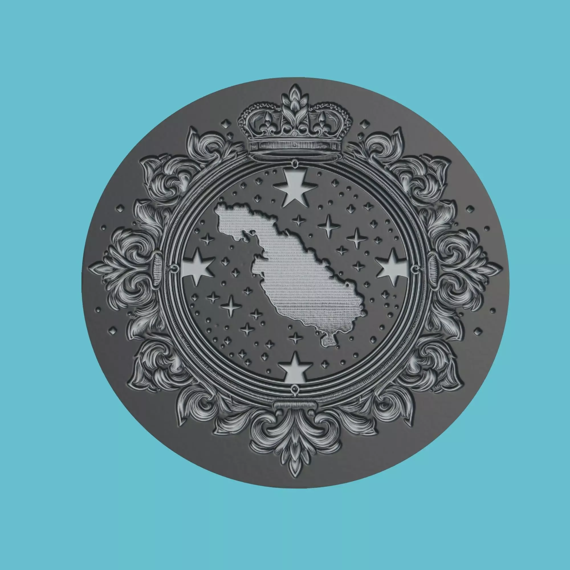 Malta Map Medallion Wall Art Printer 3D print model_0