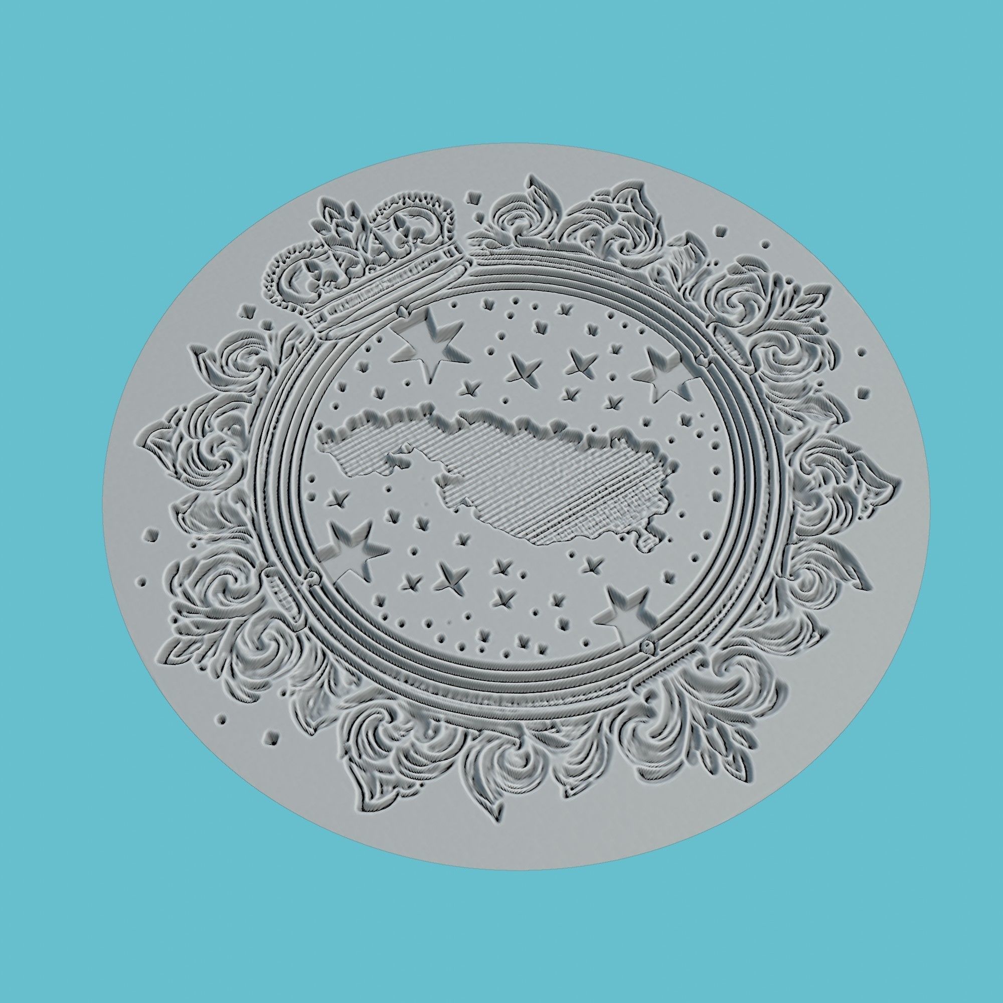 Malta Map Medallion Wall Art Printer 3D print model_3