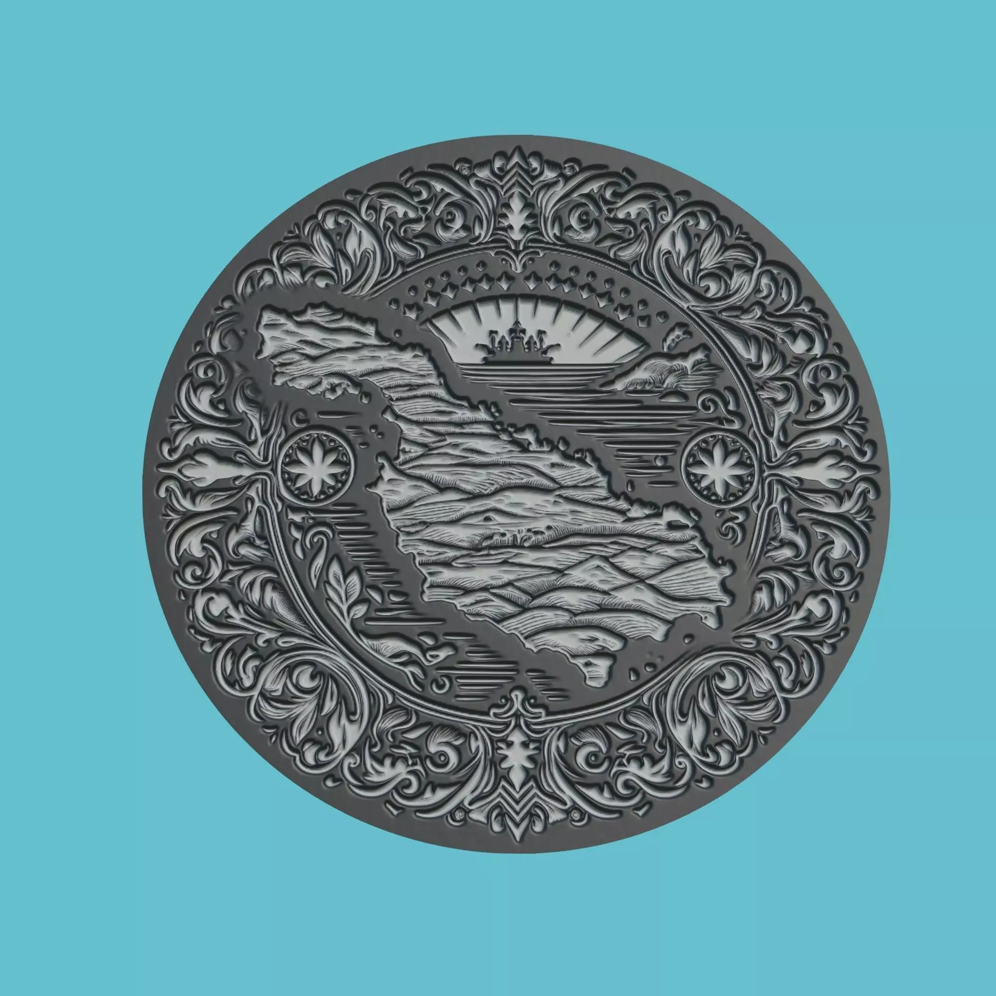 Malta Map Medallion Wall Art Printer 3D print model_0