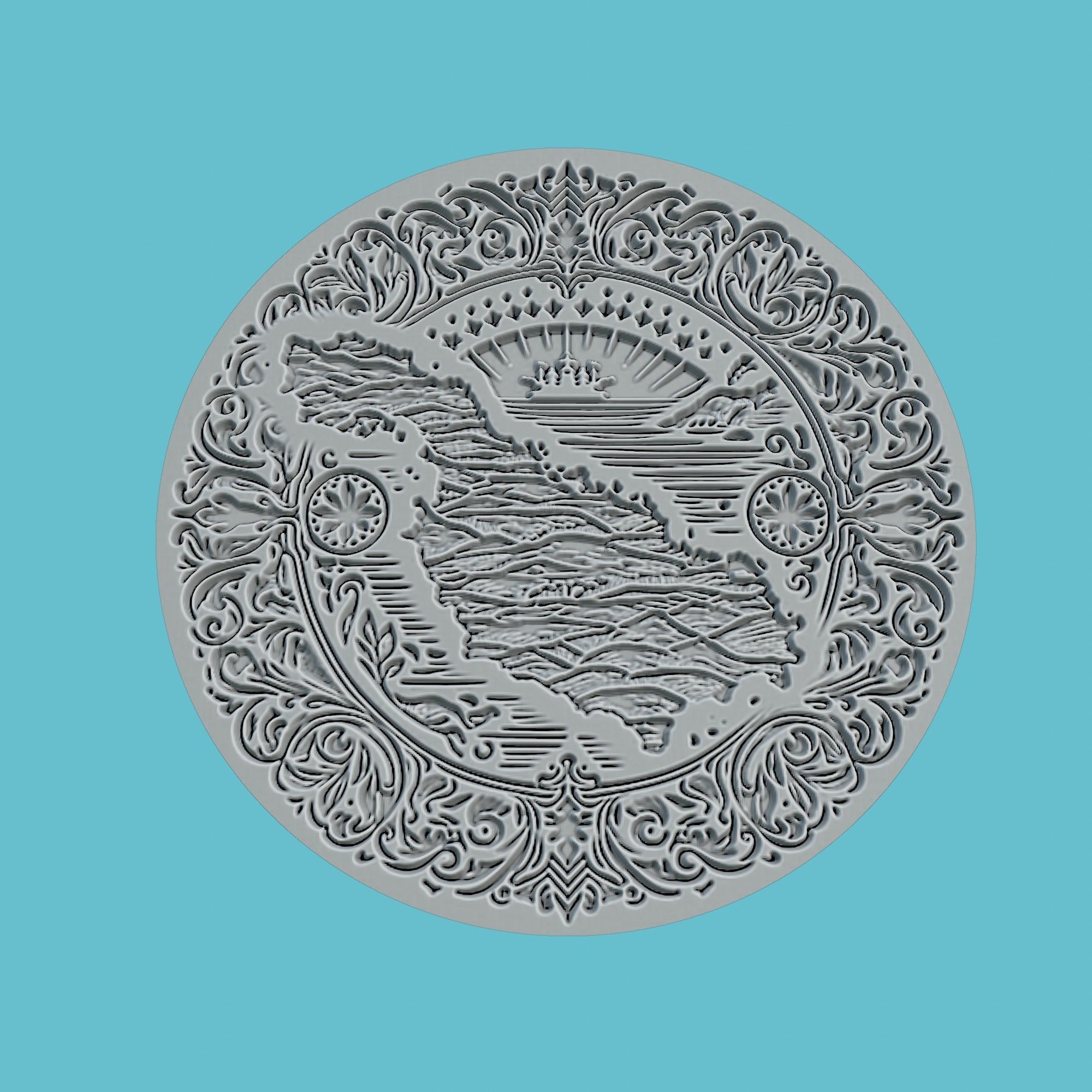 Malta Map Medallion Wall Art Printer 3D print model_2
