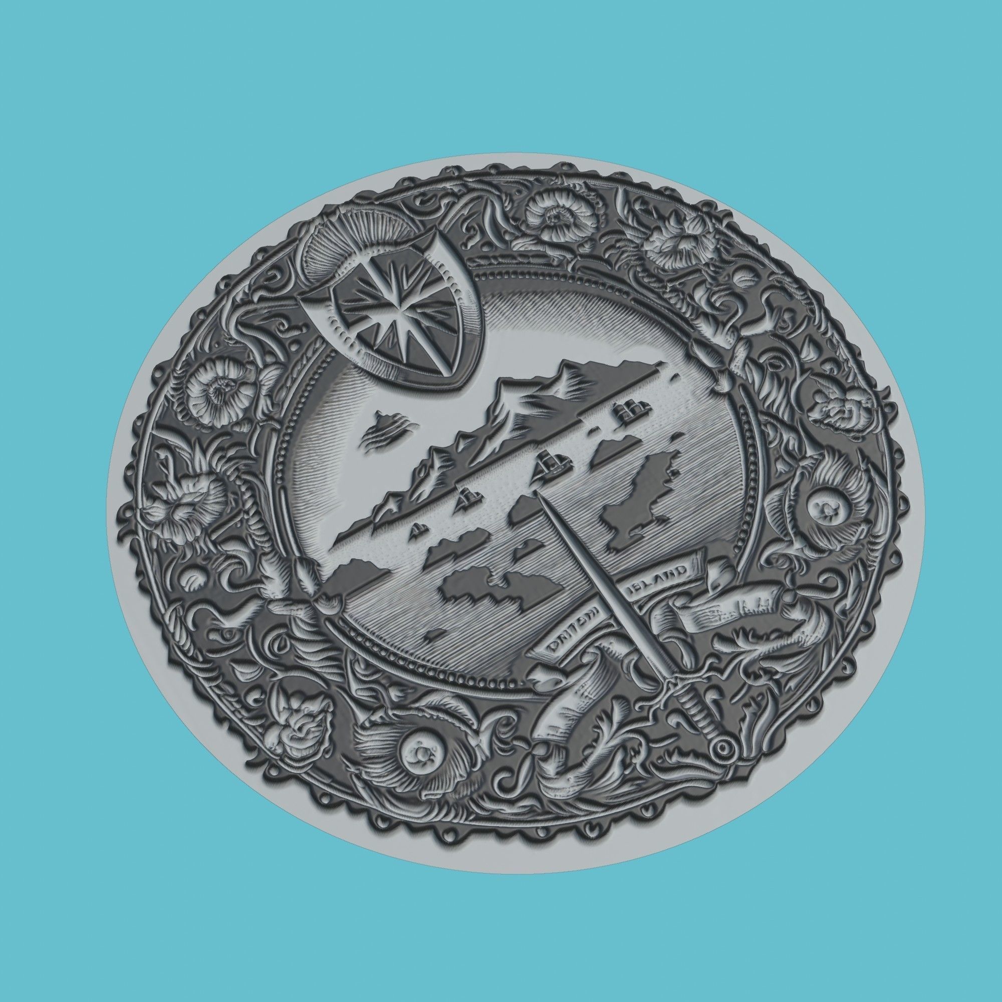 Marshall Islands Map Medallion Wall Art Printer 3D print model_1