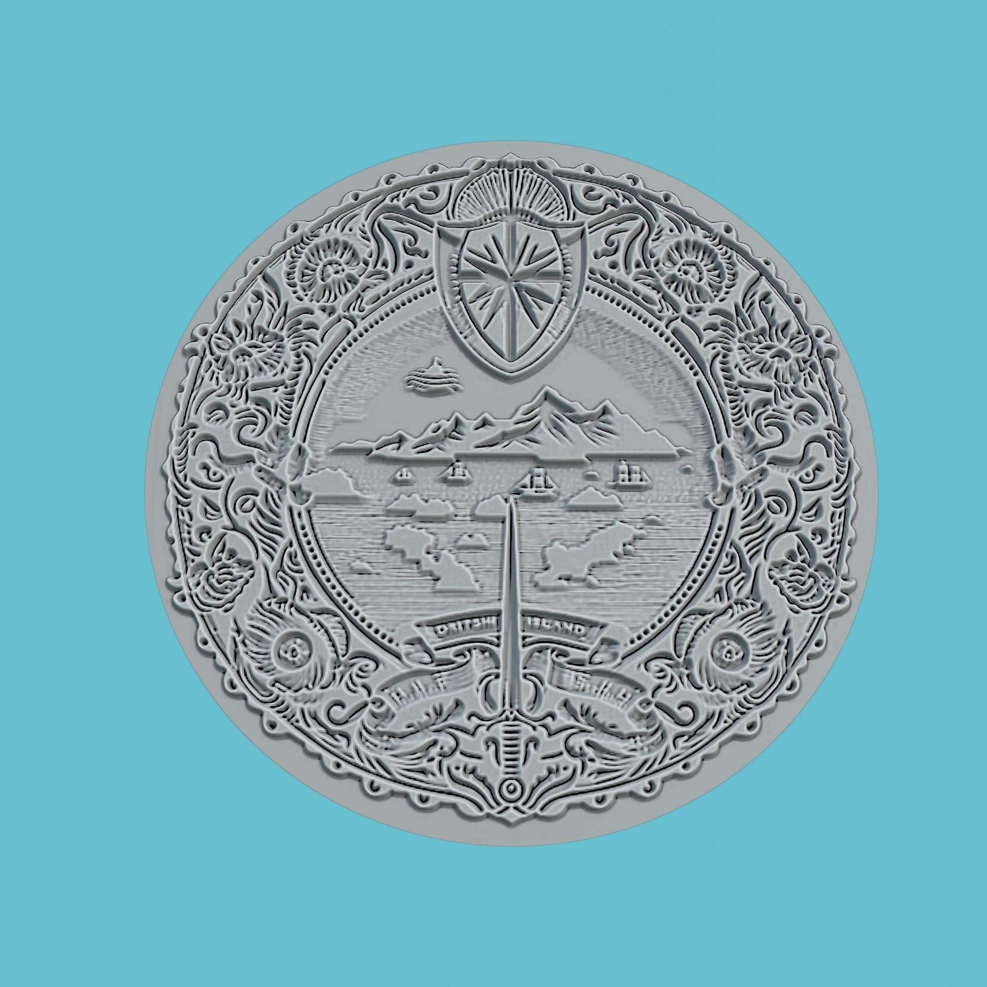 Marshall Islands Map Medallion Wall Art Printer 3D print model_2