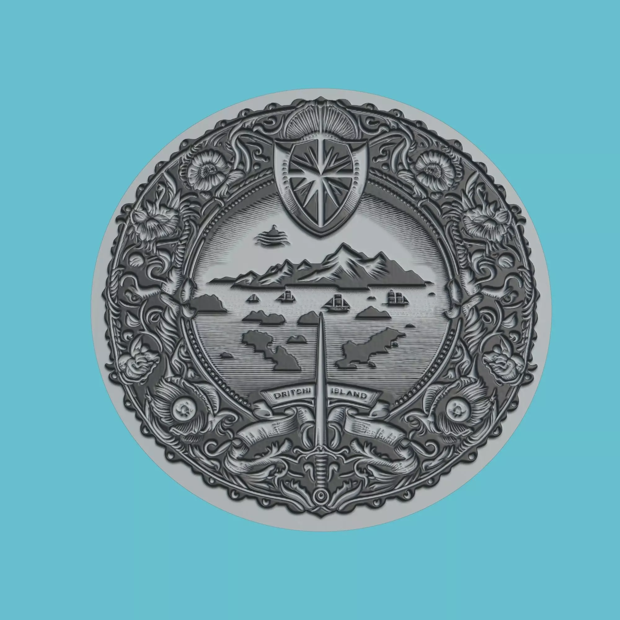 Marshall Islands Map Medallion Wall Art Printer 3D print model_0