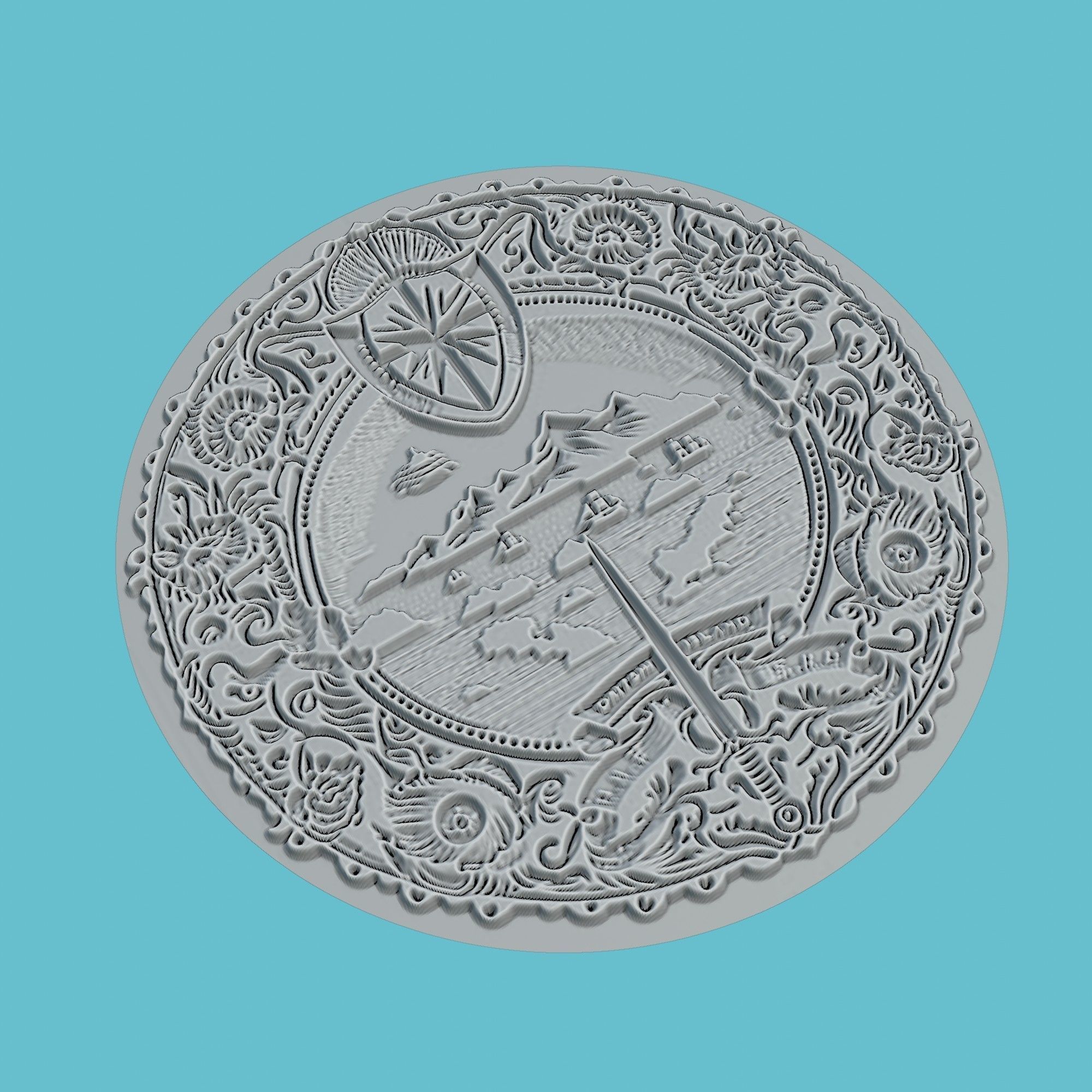Marshall Islands Map Medallion Wall Art Printer 3D print model_3