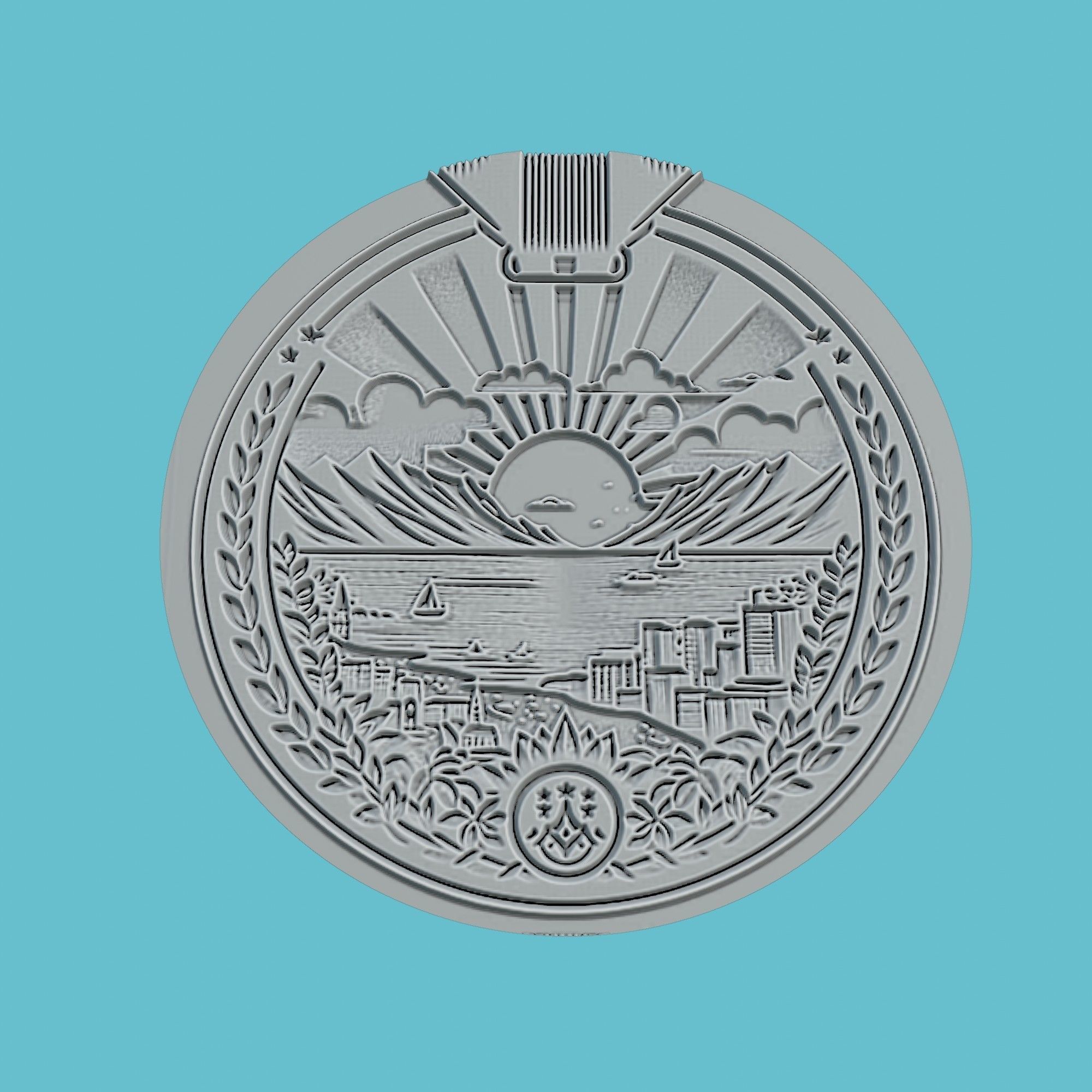 Mauritius Map Medallion Wall Art Printer 3D print model_2