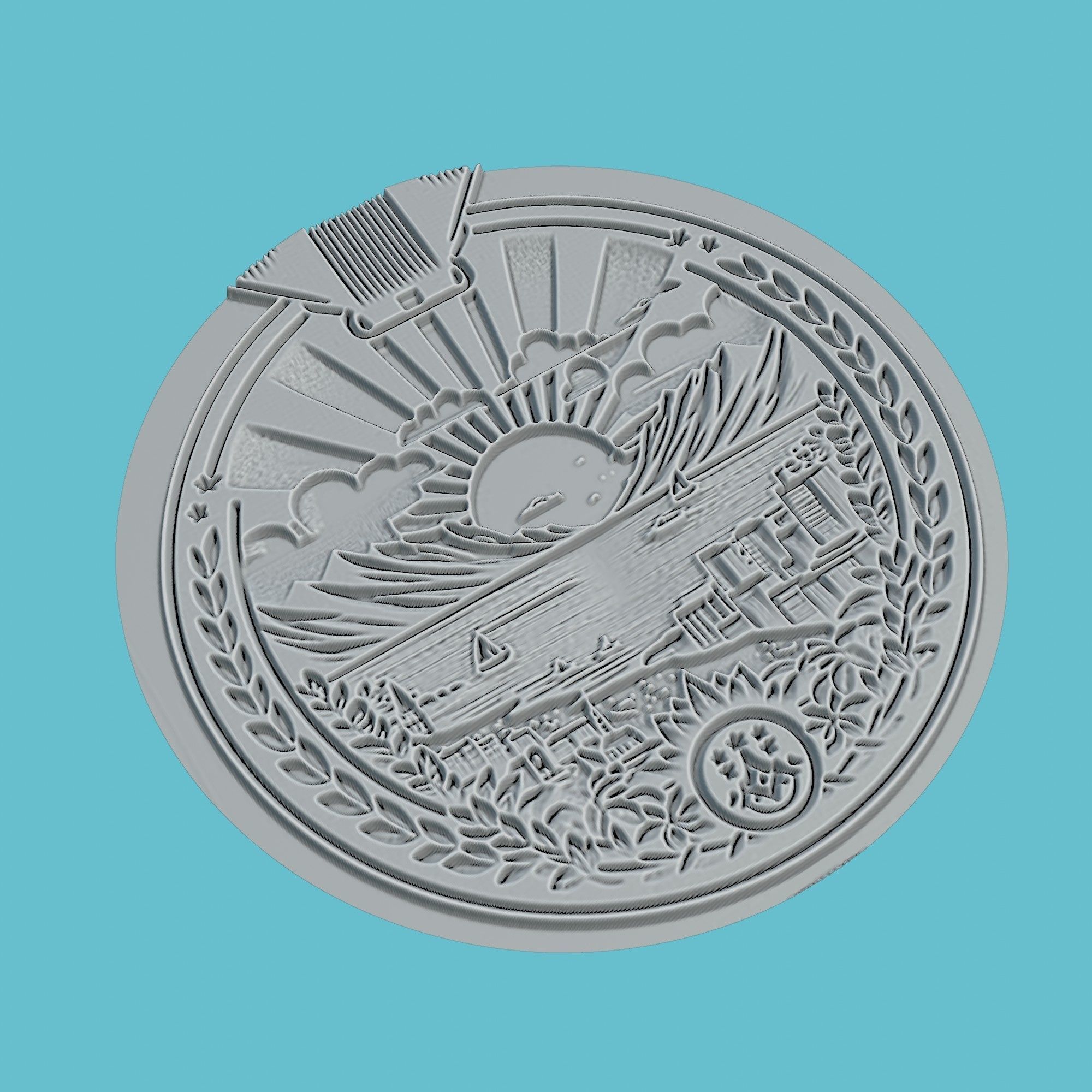Mauritius Map Medallion Wall Art Printer 3D print model_3
