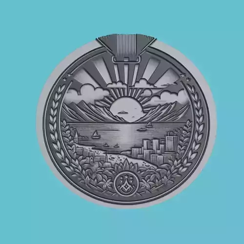 Mauritius Map Medallion Wall Art Printer