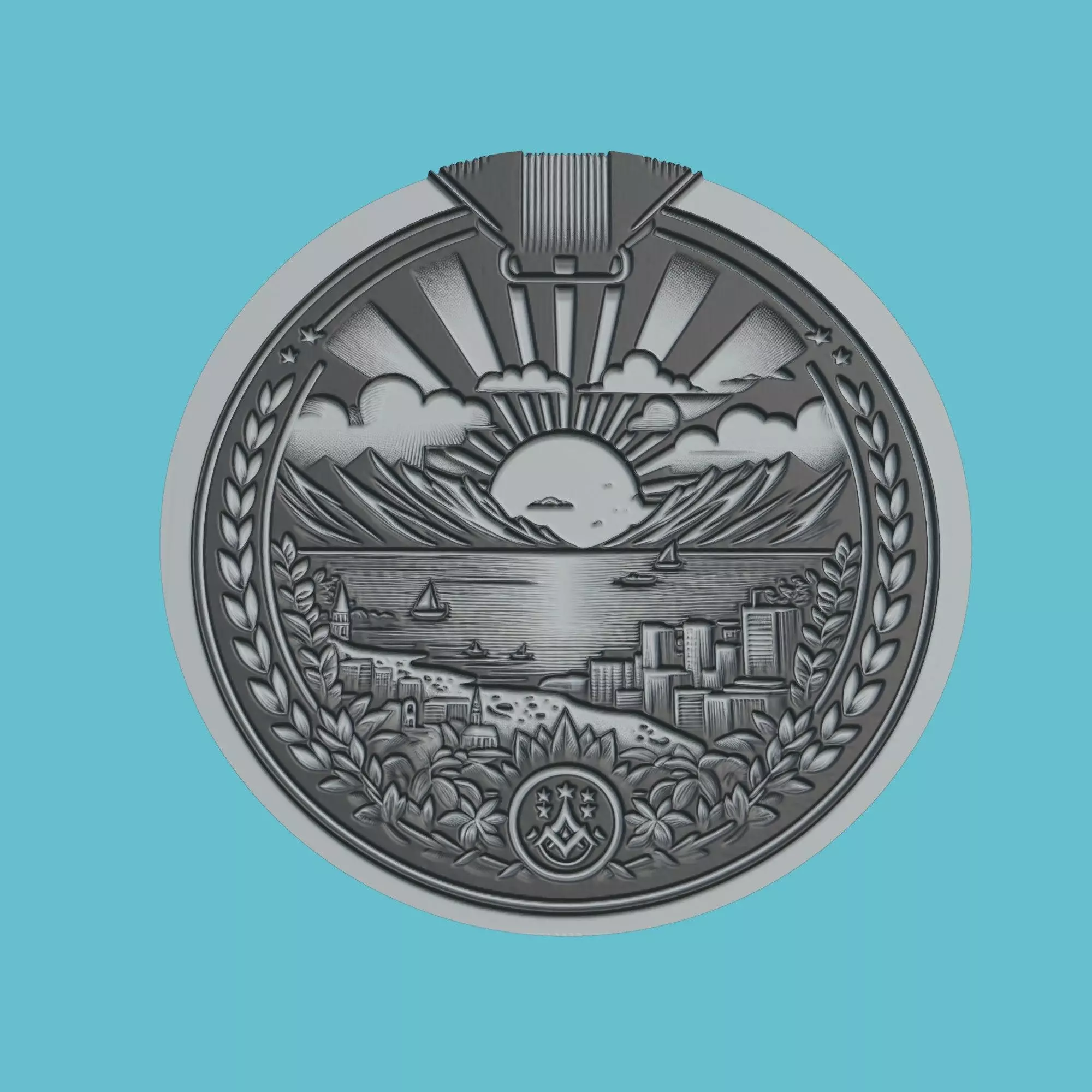 Mauritius Map Medallion Wall Art Printer 3D print model_0