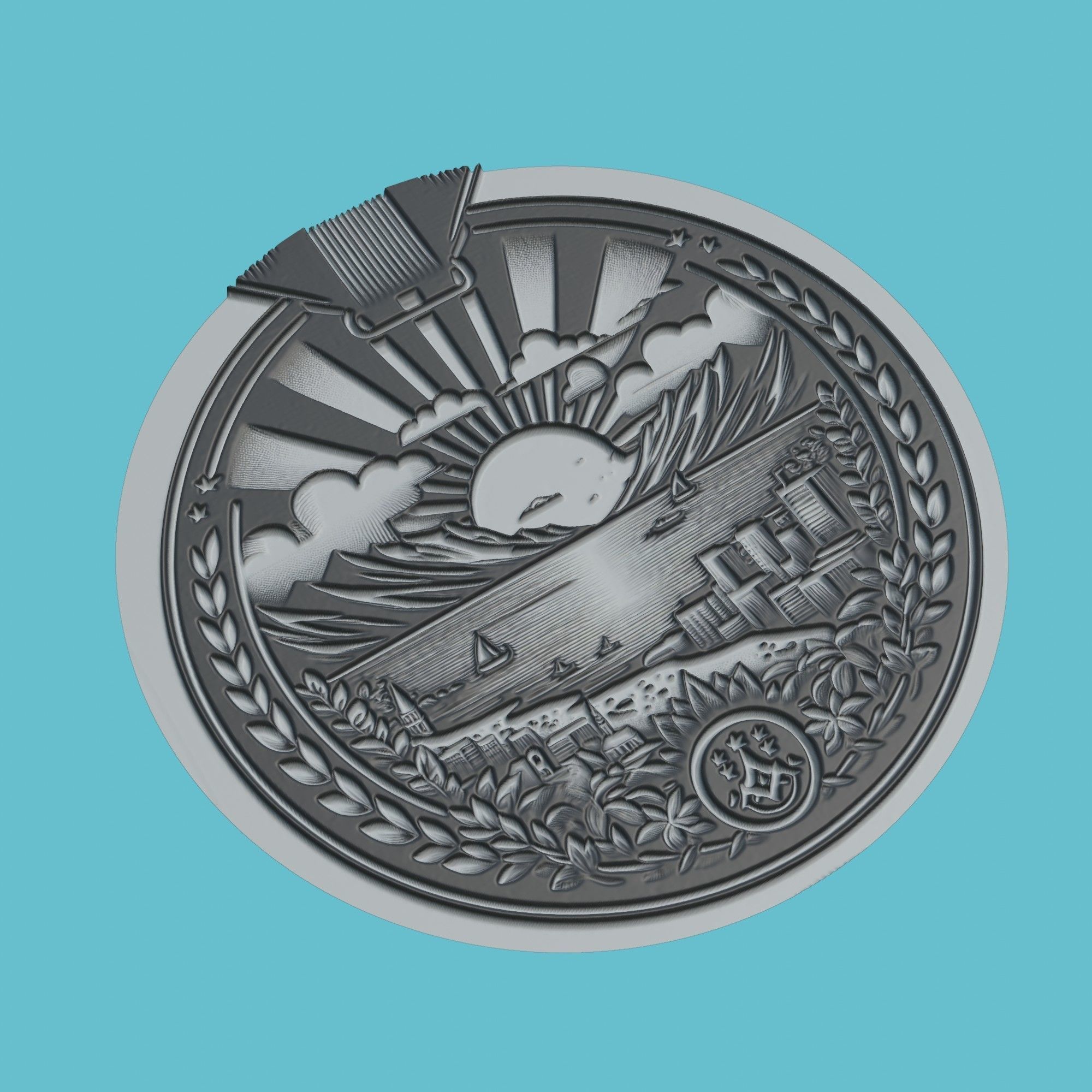Mauritius Map Medallion Wall Art Printer 3D print model_1