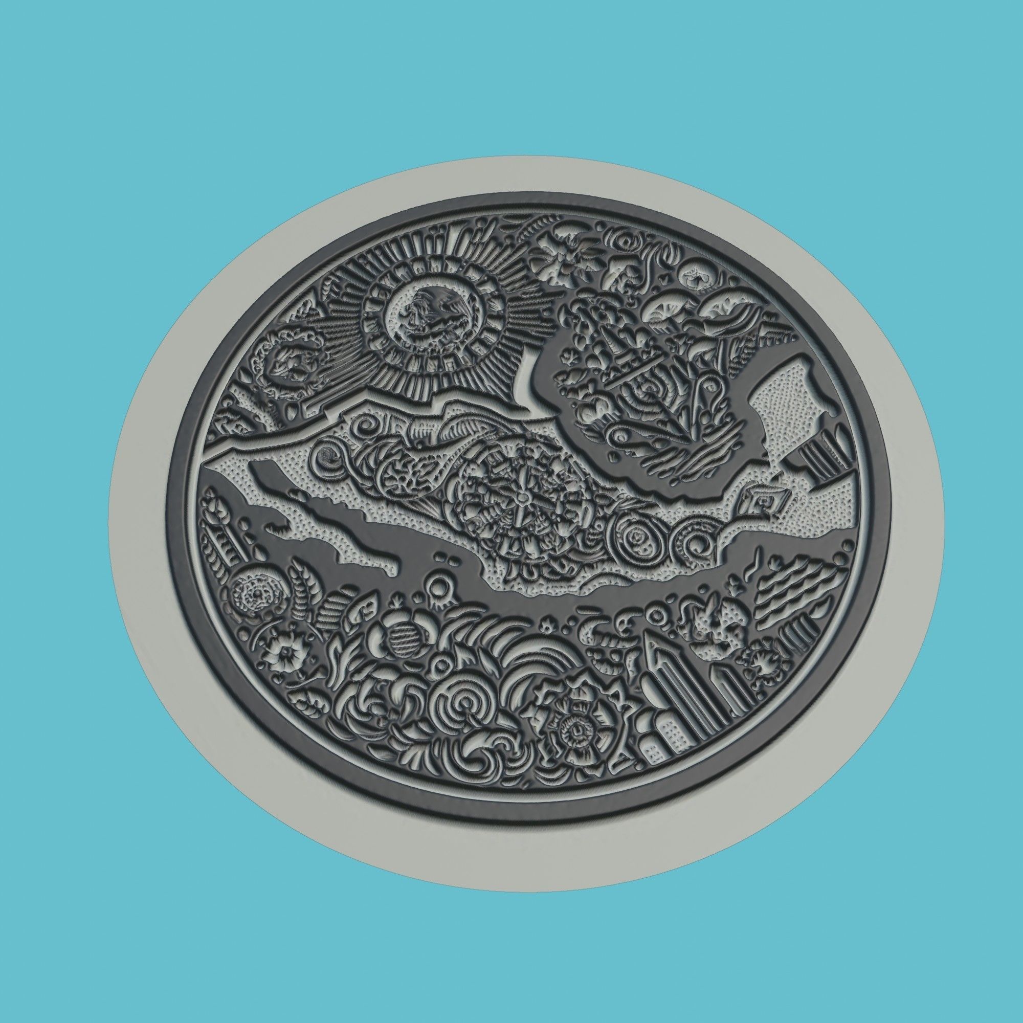 Mexico Map Medallion Wall Art Printer 3D print model_1