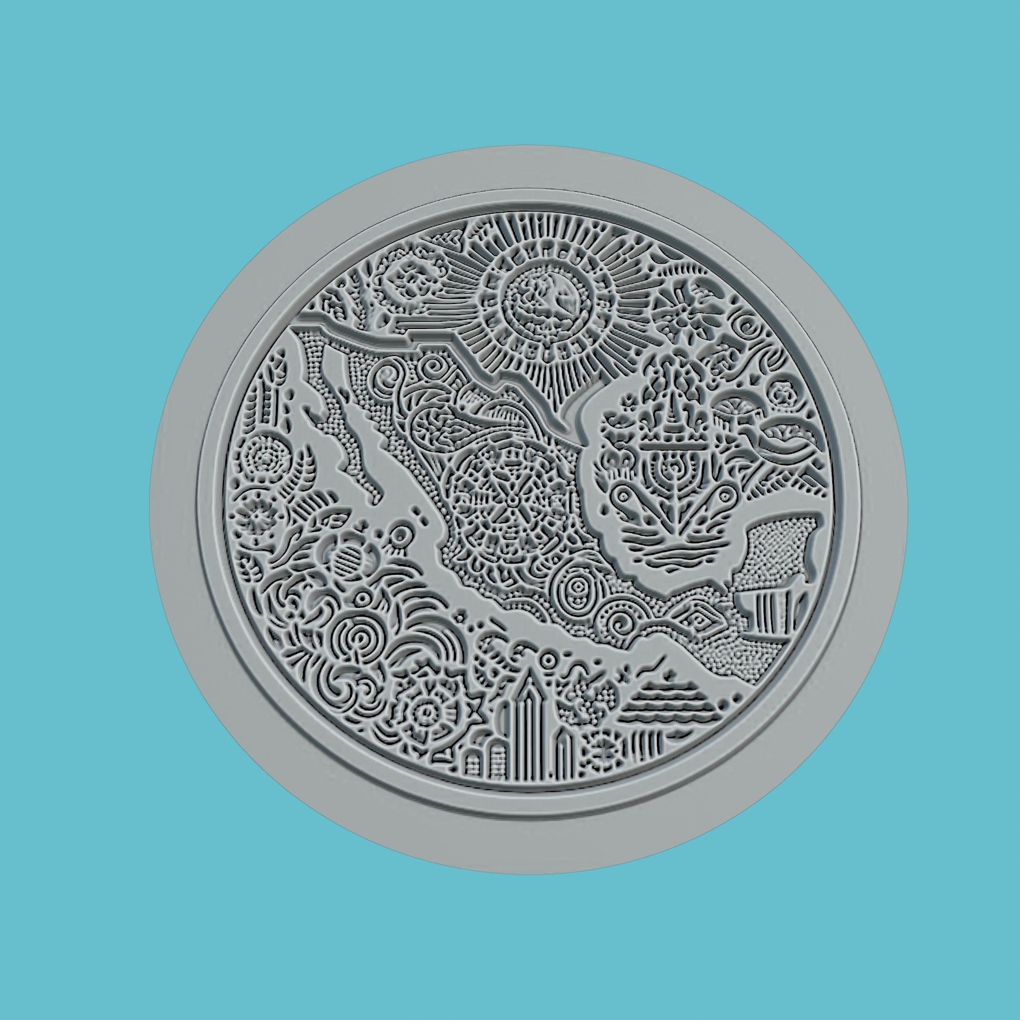 Mexico Map Medallion Wall Art Printer 3D print model_2