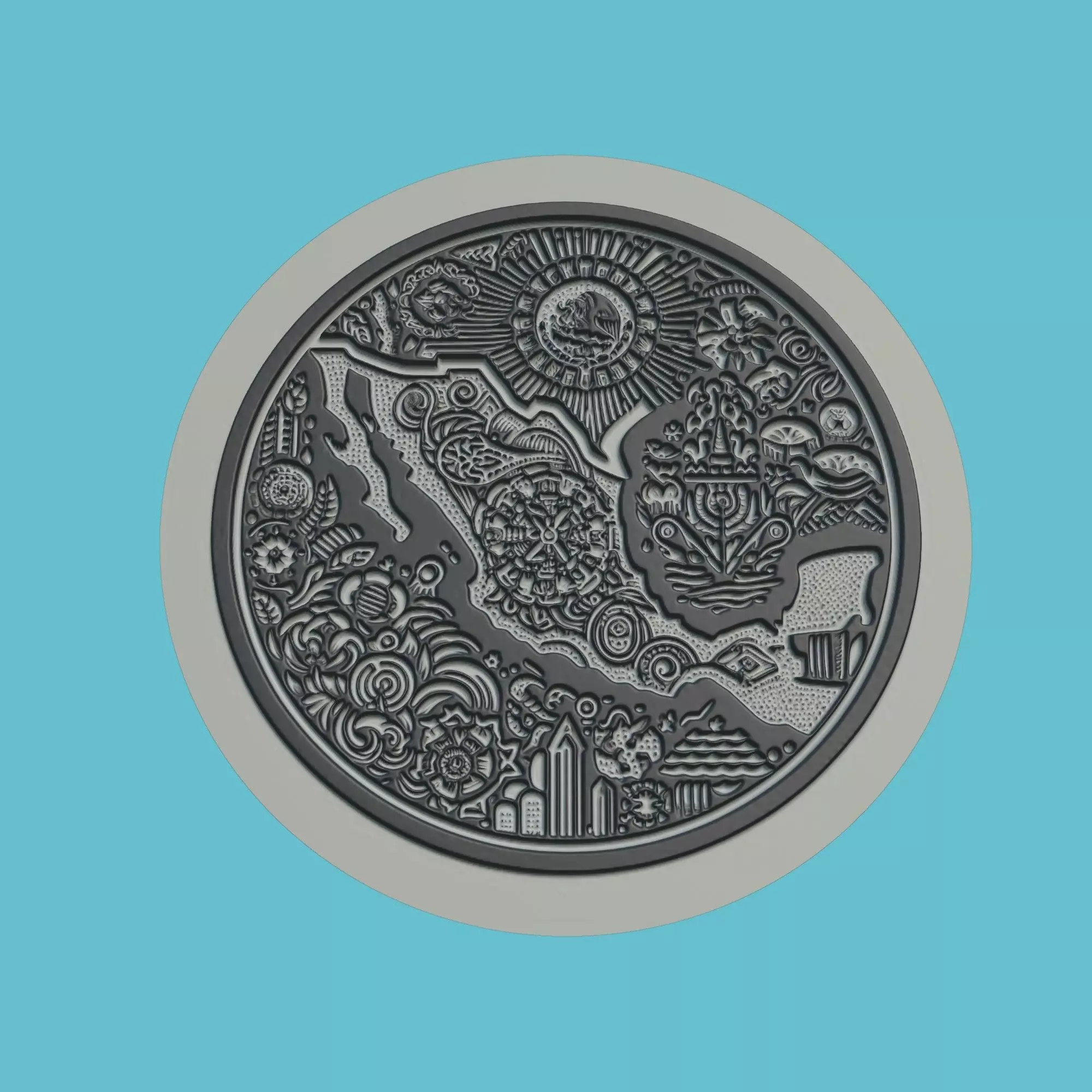 Mexico Map Medallion Wall Art Printer 3D print model_0