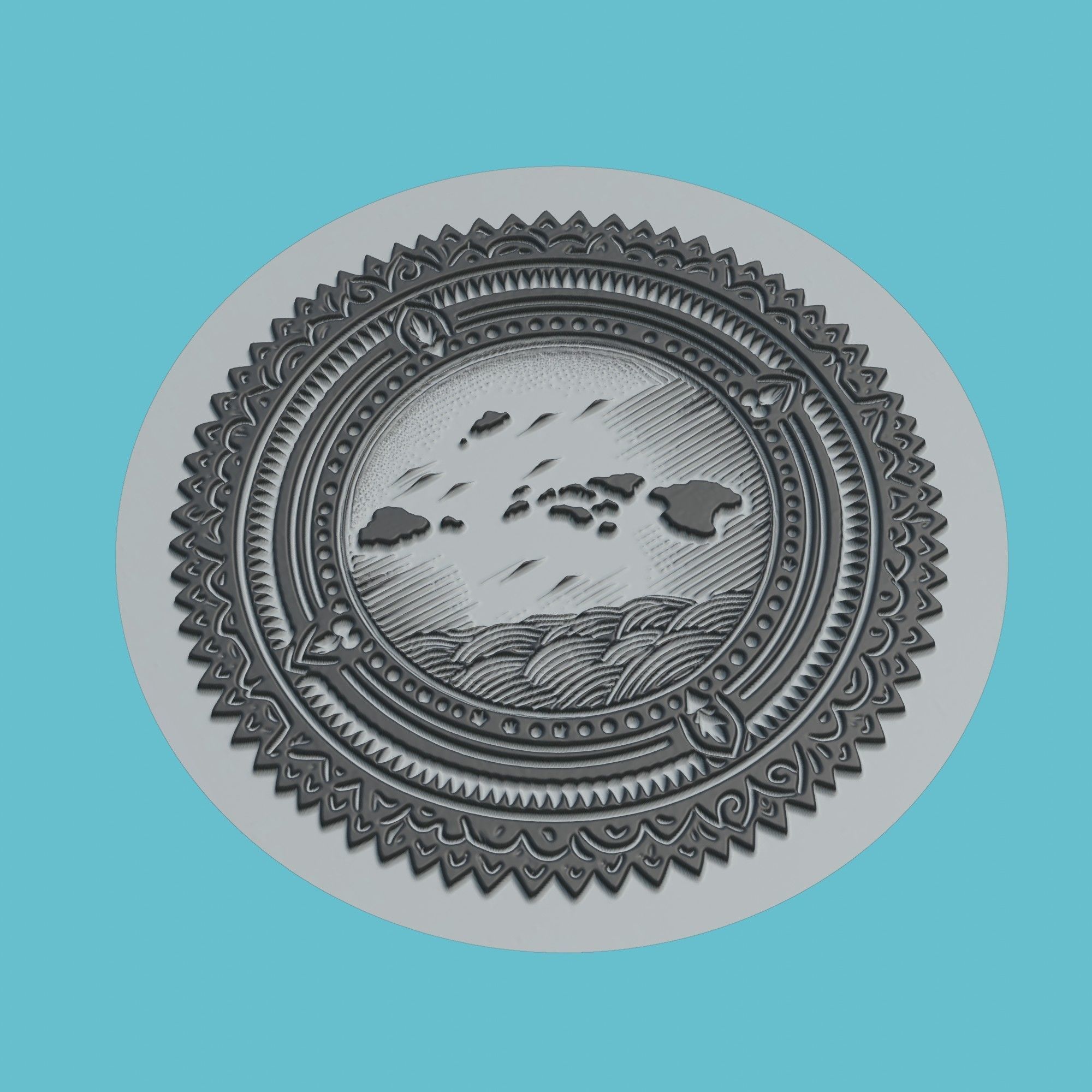 Micronesia Map Medallion Wall Art Printer 3D print model_1