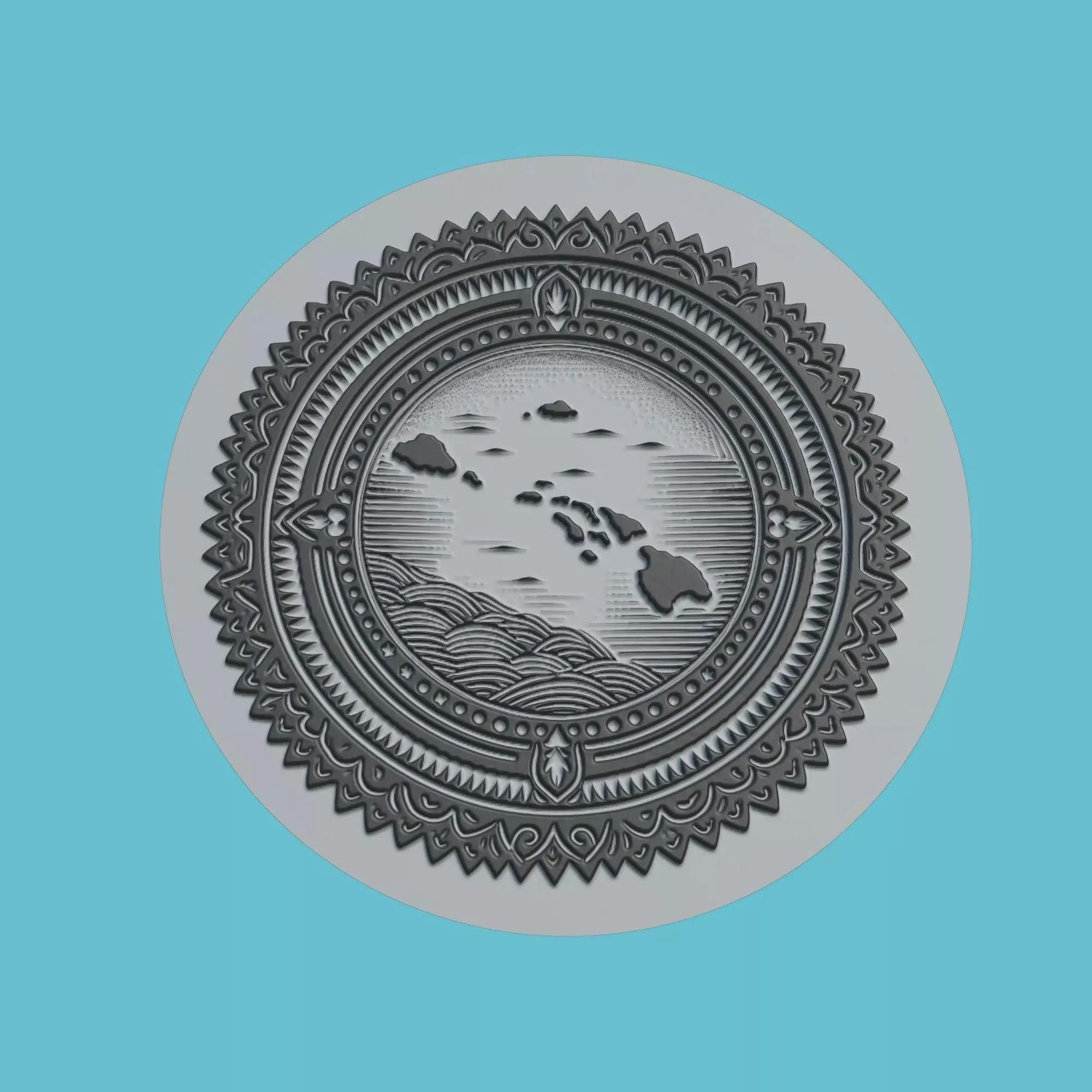 Micronesia Map Medallion Wall Art Printer 3D print model_0
