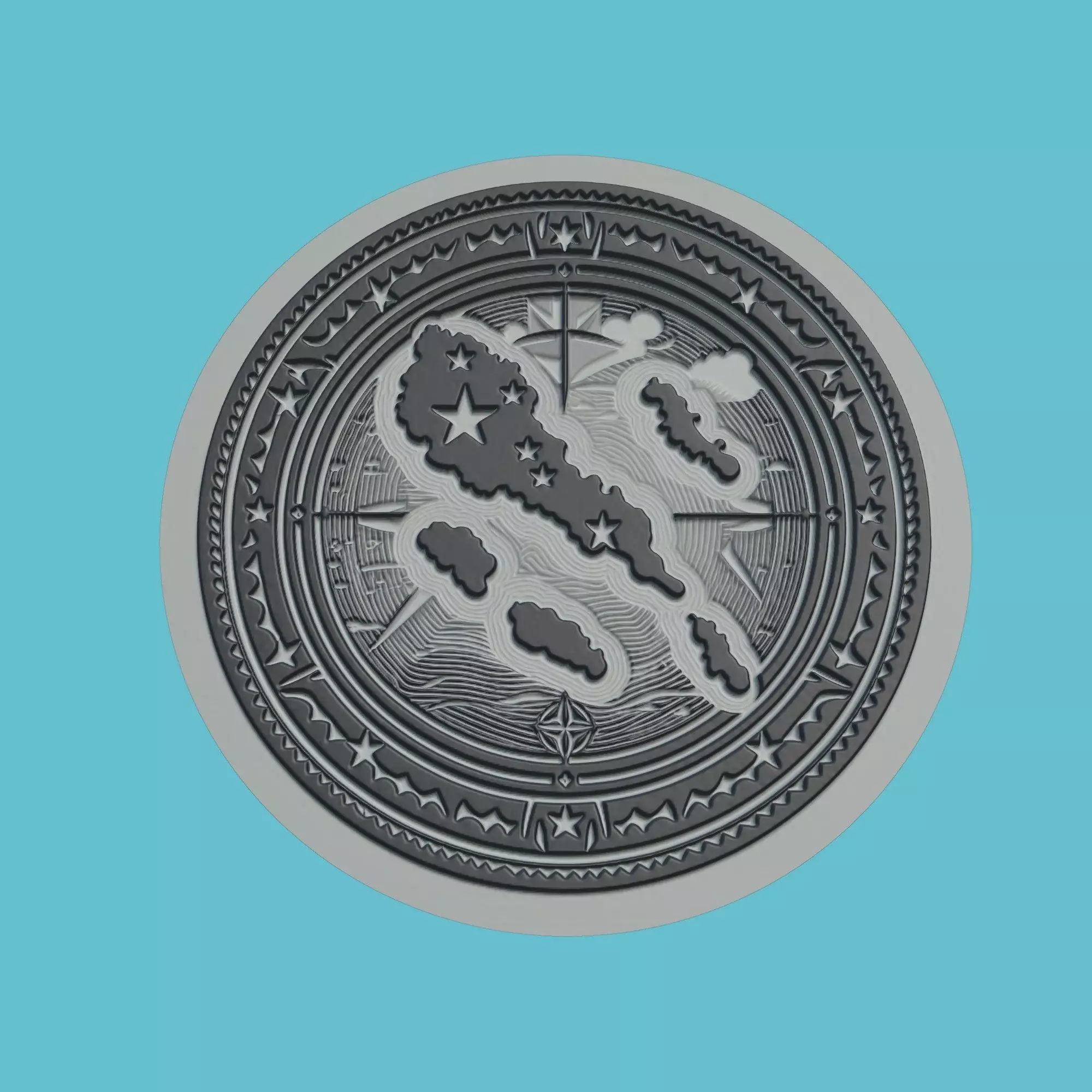 Micronesia Map Medallion Wall Art Printer 3D print model_0