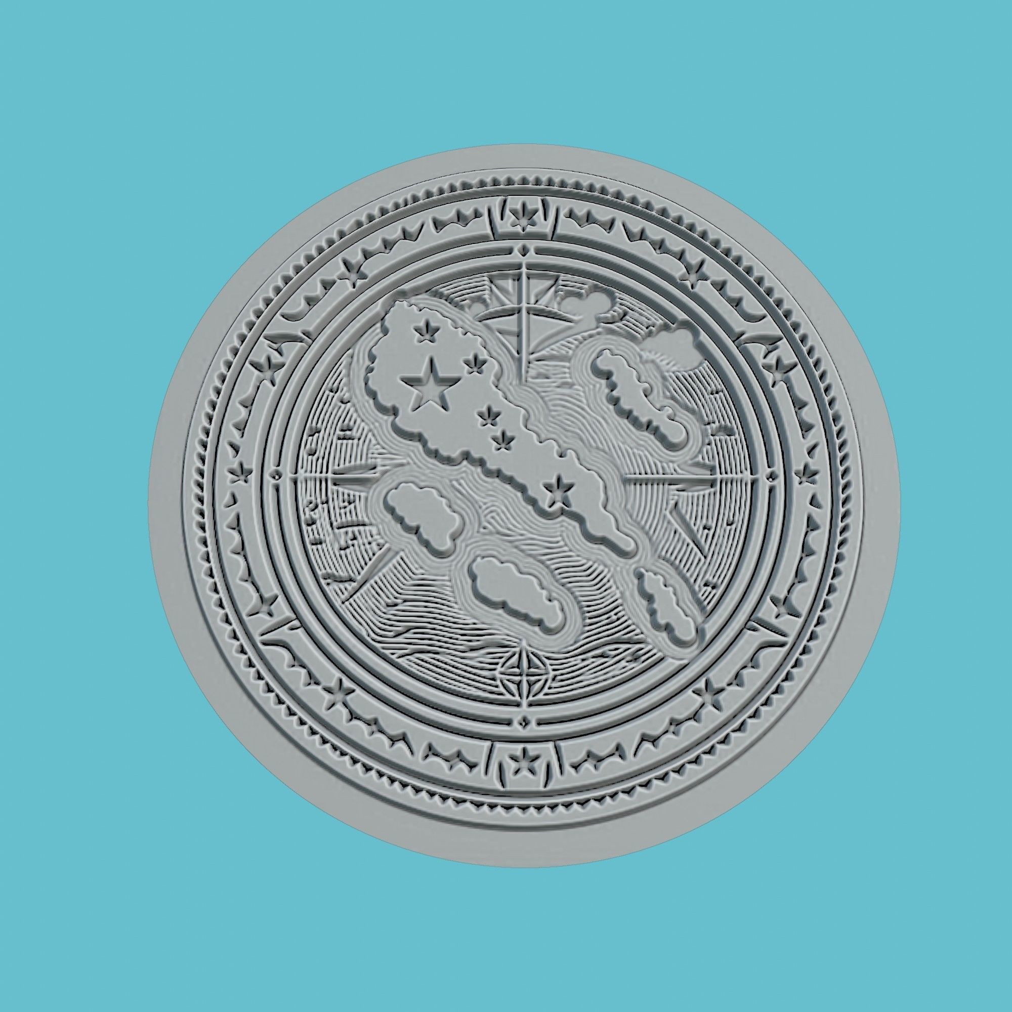 Micronesia Map Medallion Wall Art Printer 3D print model_2