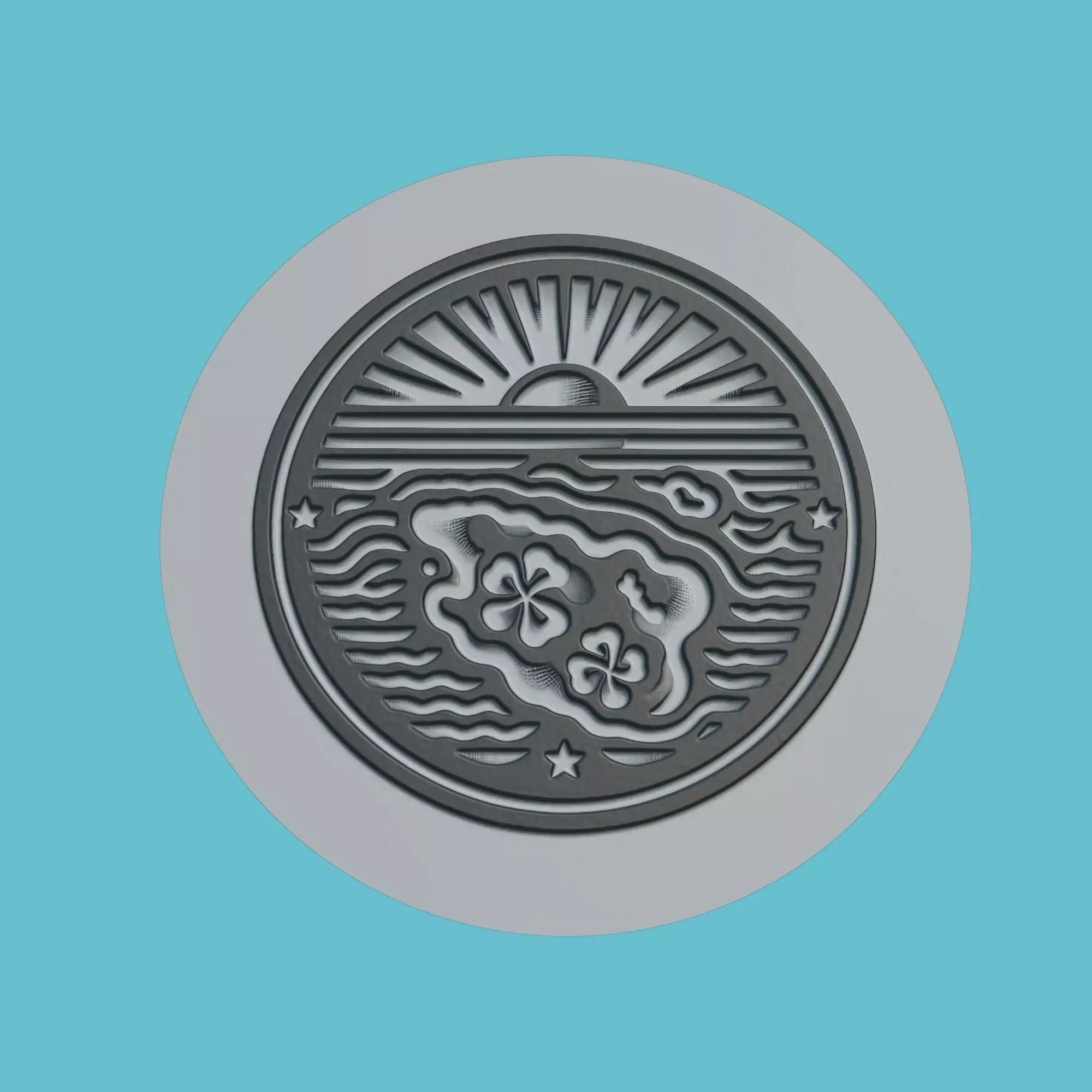 Micronesia Map Medallion Wall Art Printer 3D print model