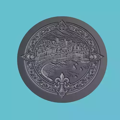 Monaco Map Medallion Wall Art Printer