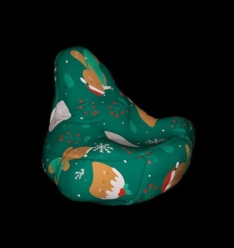beanbag poof christmas furniture Low-poly 3D model 6