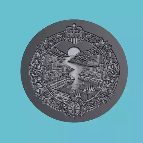 Monaco Map Medallion Wall Art Printer