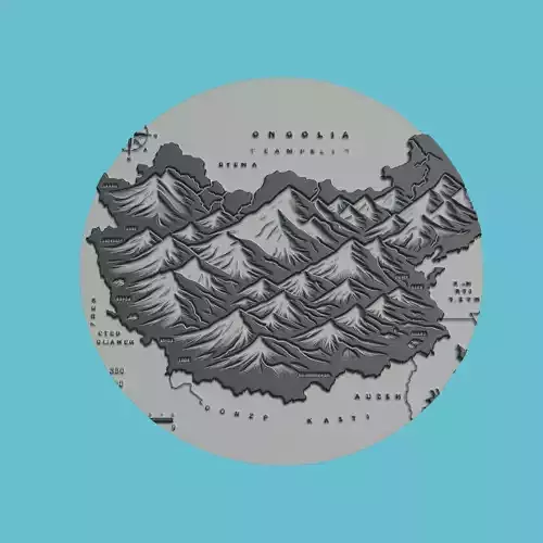 Mongolia Map Medallion Wall Art Printer