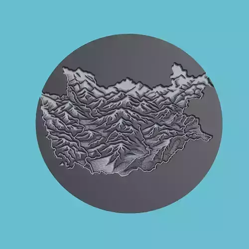 Mongolia Map Medallion Wall Art Printer