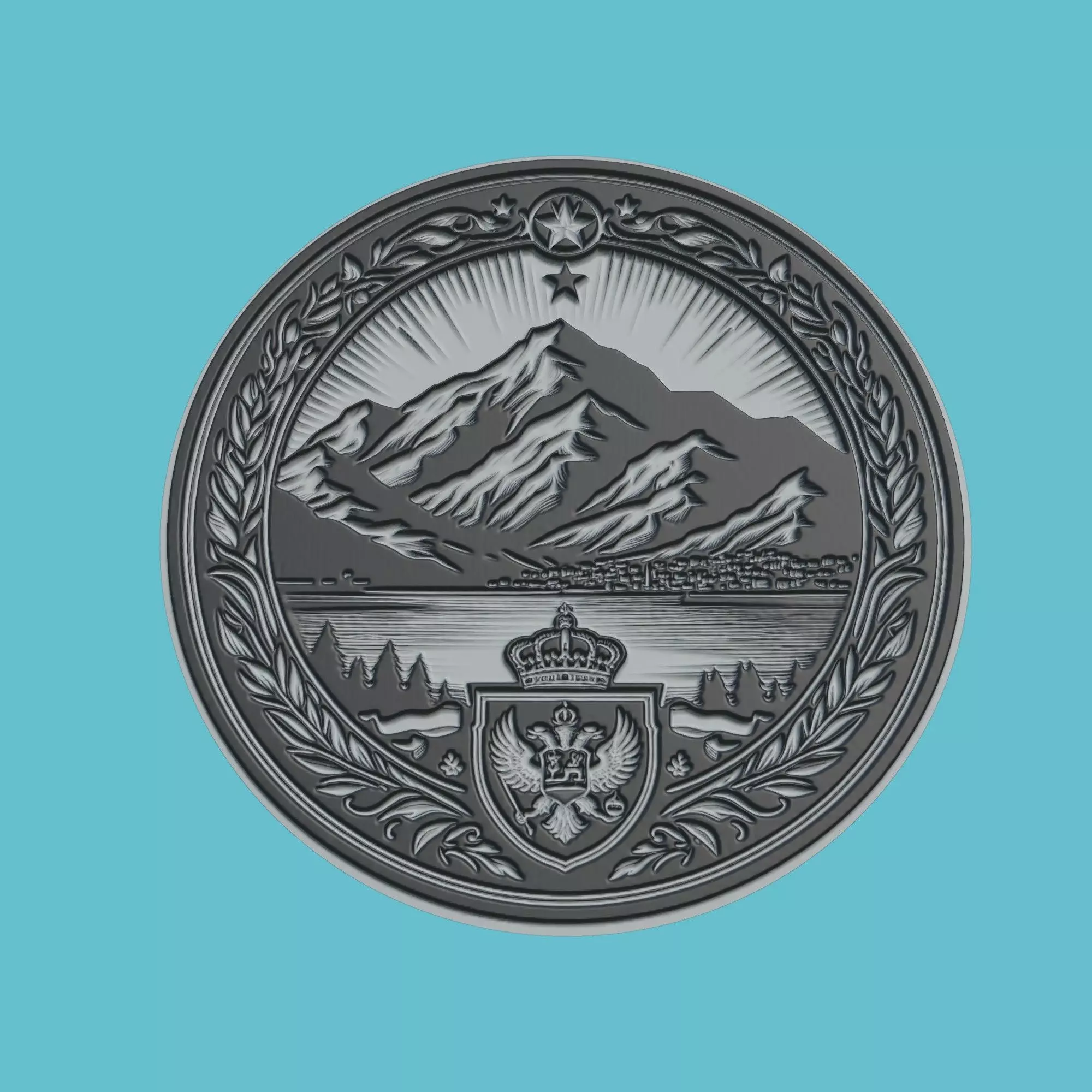 Montenegro Map Medallion Wall Art Printer 3D print model_0