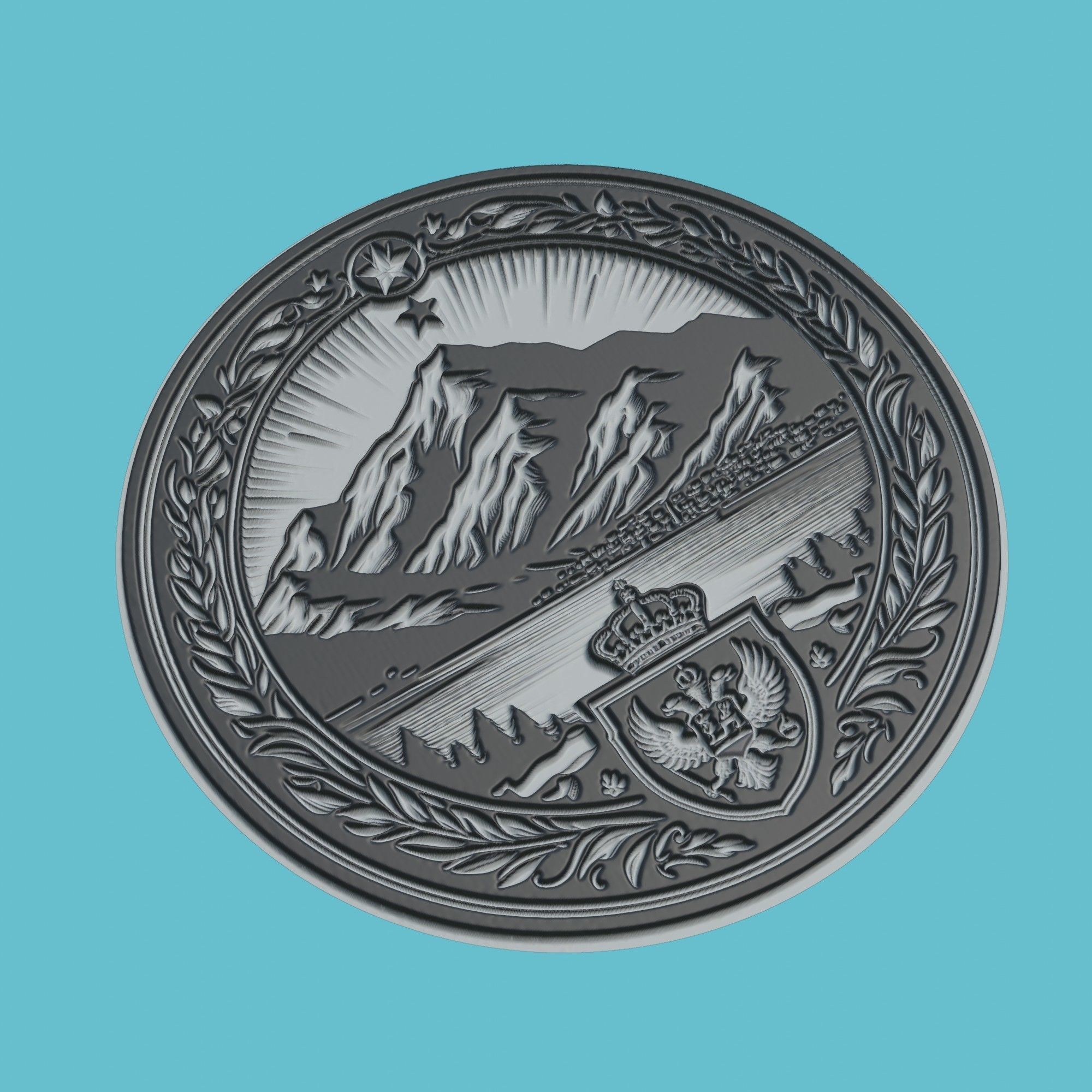 Montenegro Map Medallion Wall Art Printer 3D print model_1