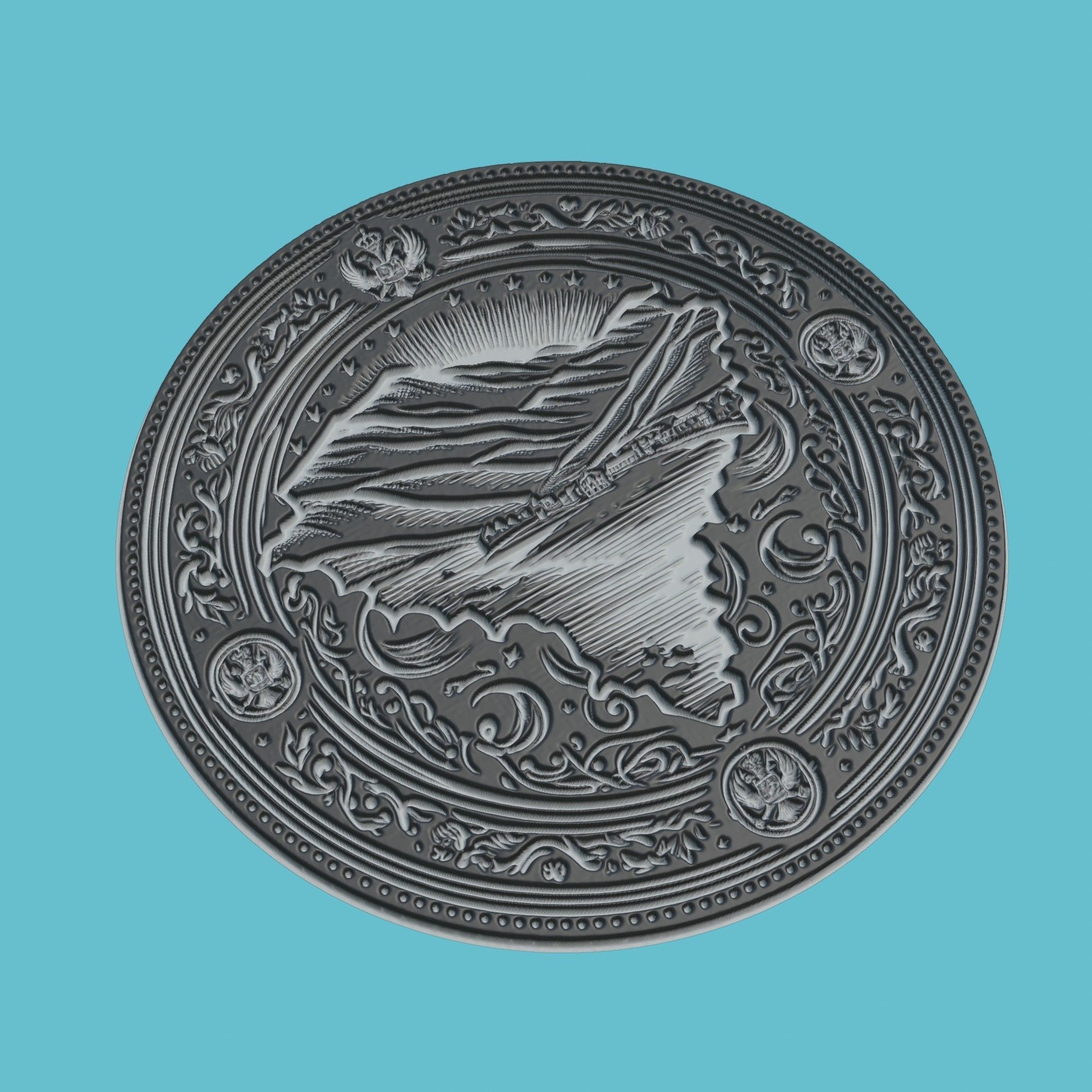 Montenegro Map Medallion Wall Art Printer 3D print model_1