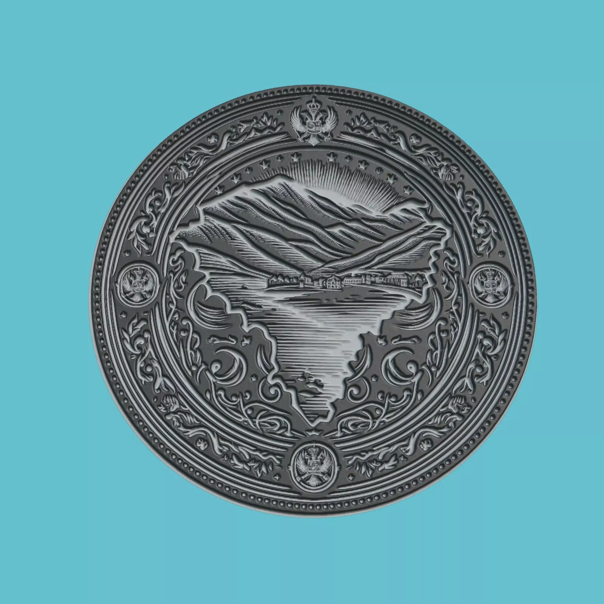 Montenegro Map Medallion Wall Art Printer 3D print model_0